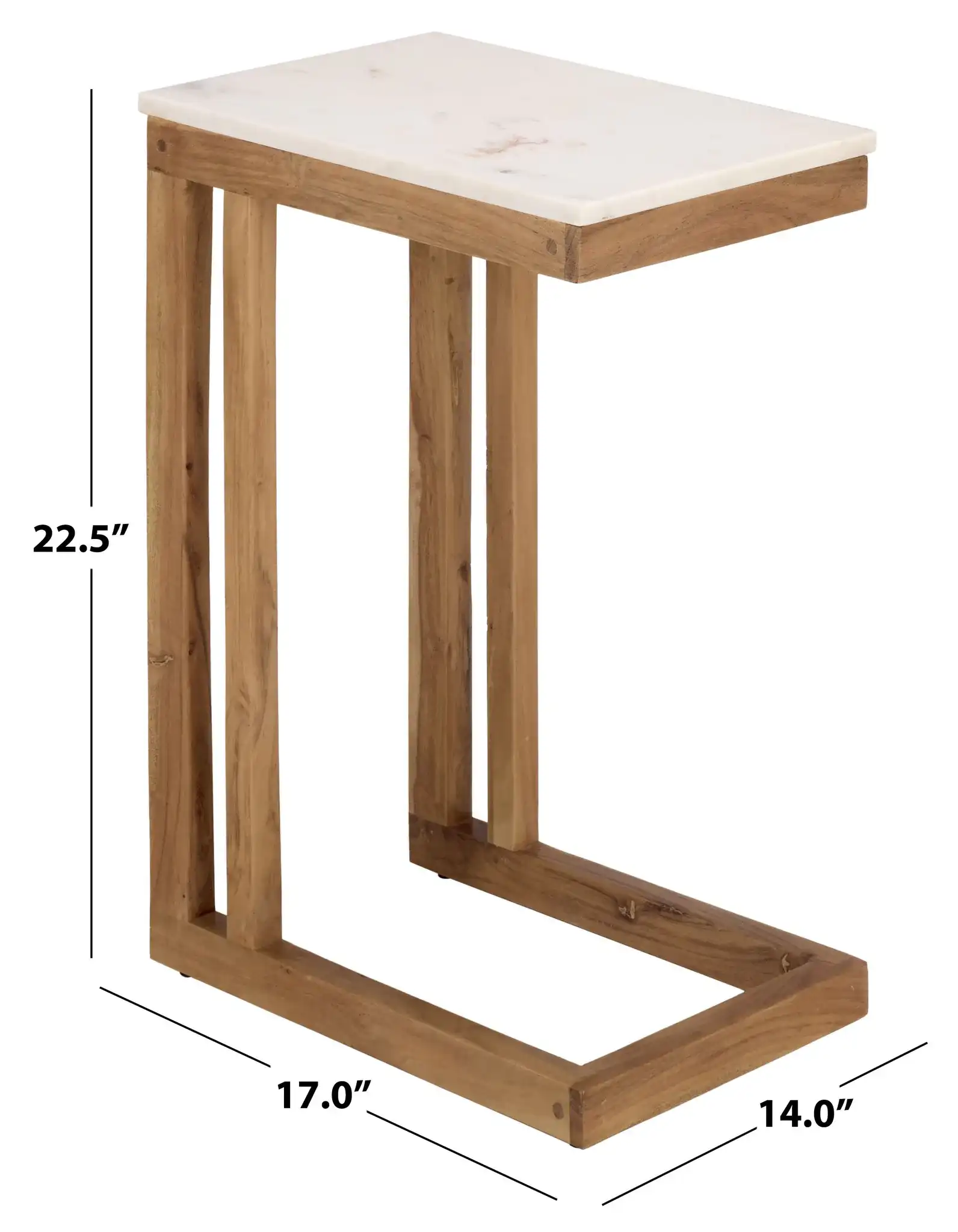 Zinaida Marble Accent Table in White / Natural, detail view