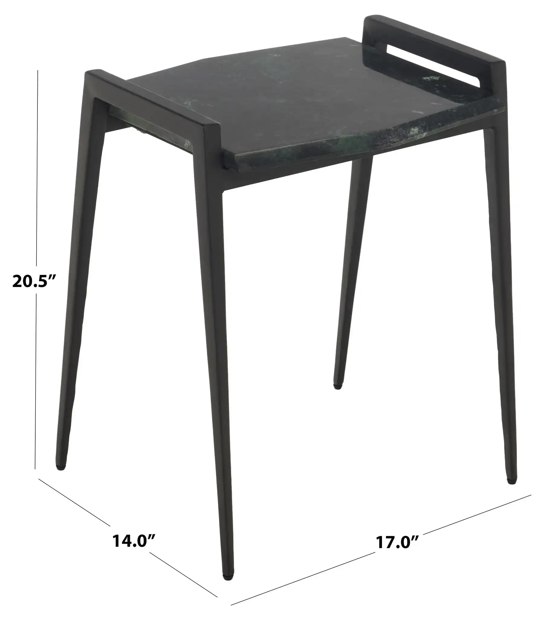 Cari Marble Top Accent Table in Black / Green, detail view