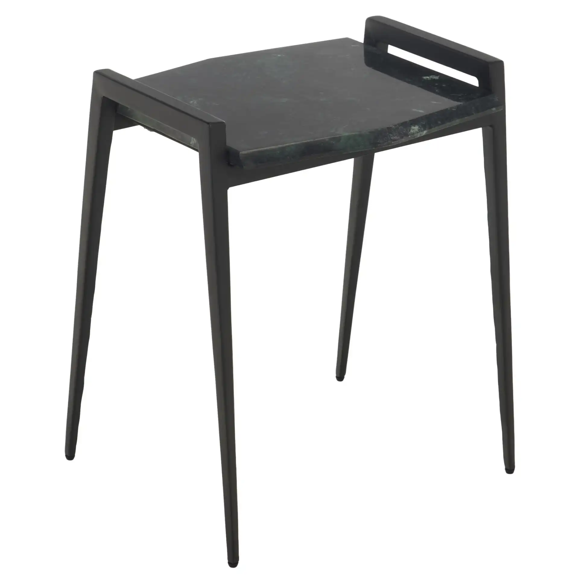 Cari Marble Top Accent Table in Black / Green, detail view