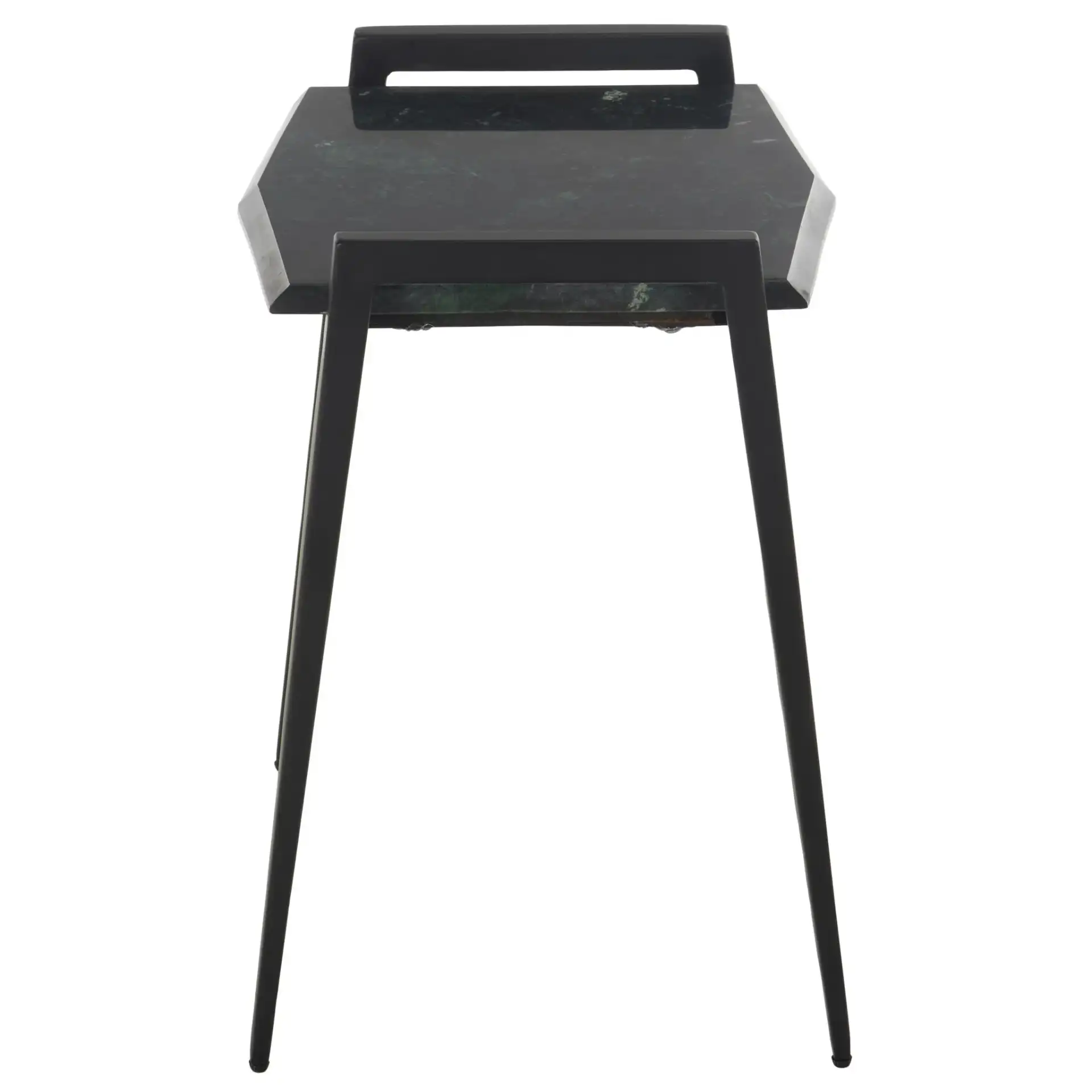 Cari Marble Top Accent Table in Black / Green, detail view