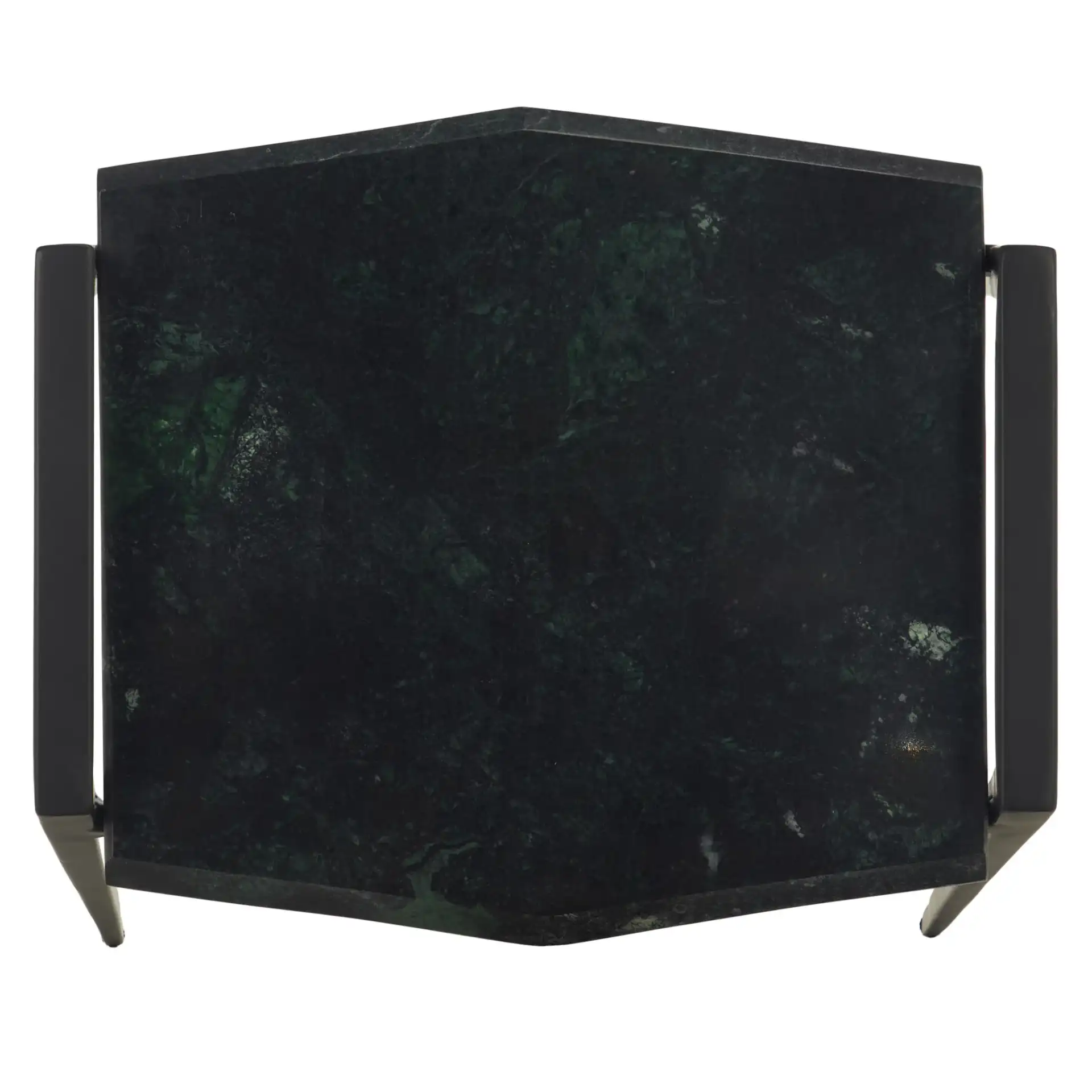 Cari Marble Top Accent Table in Black / Green, detail view