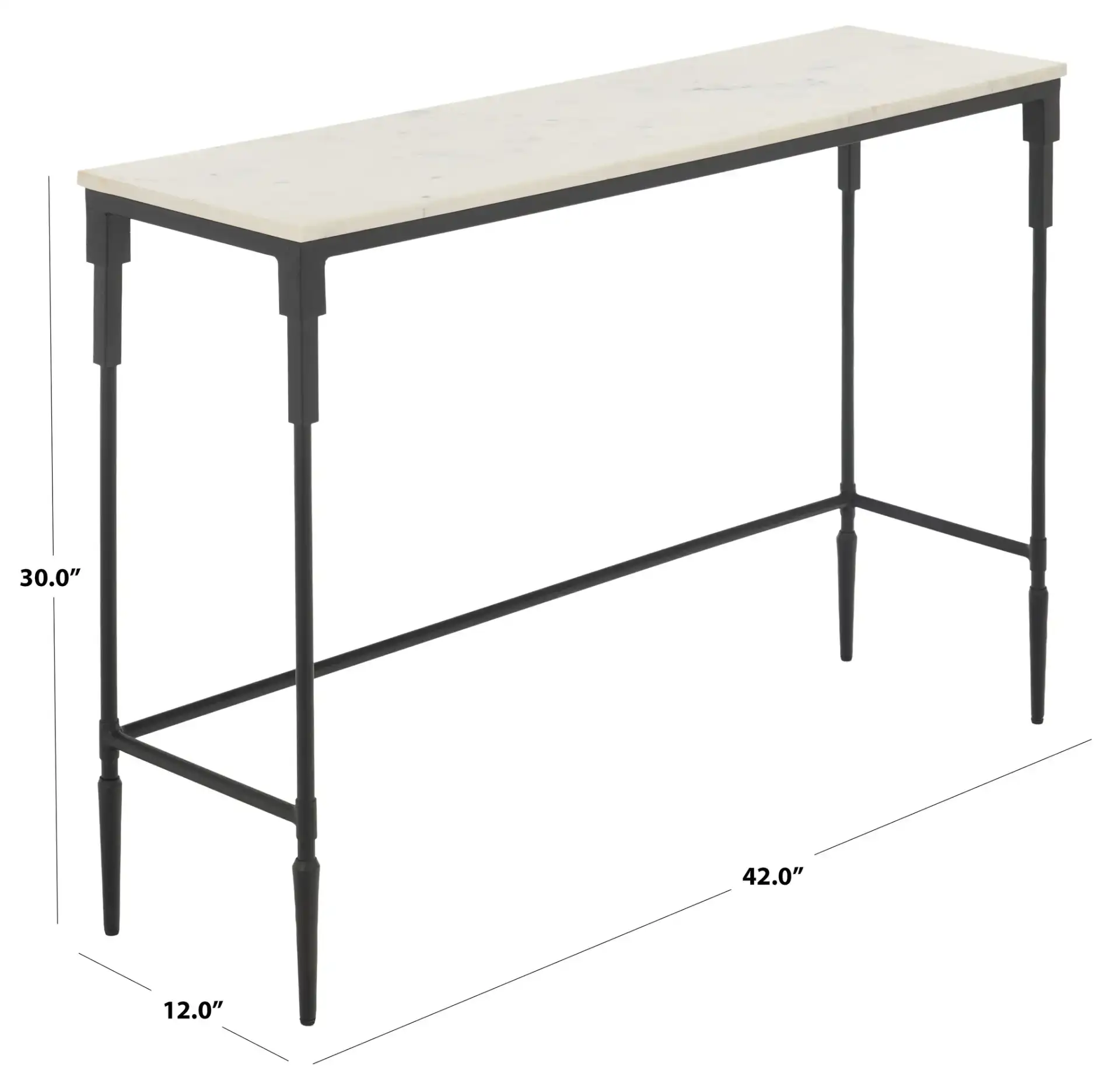 Brooke Marble Top Console Table in Black / White, detail view