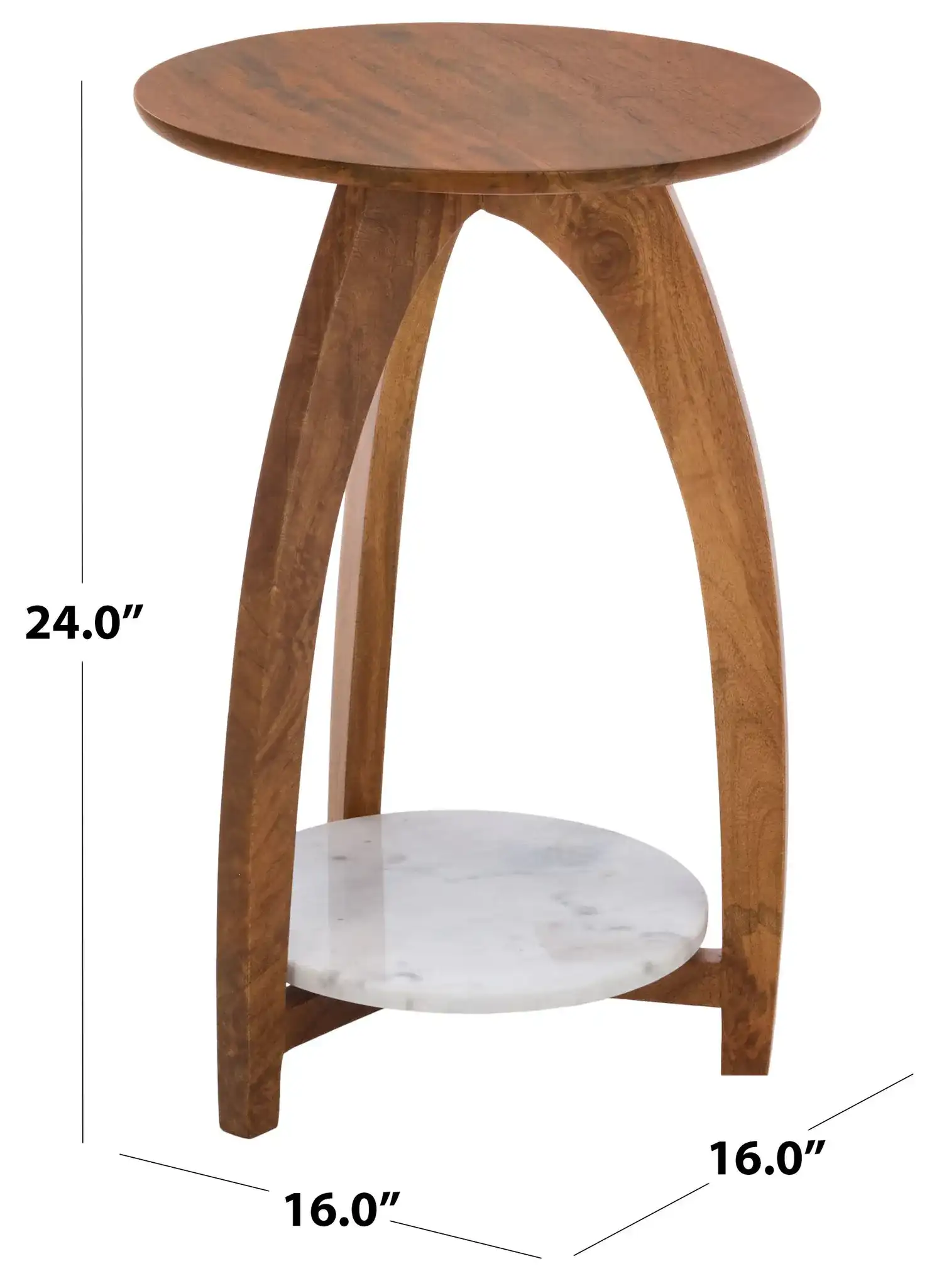 Fanny Accent Table With Shelf in Brown / White, detail view