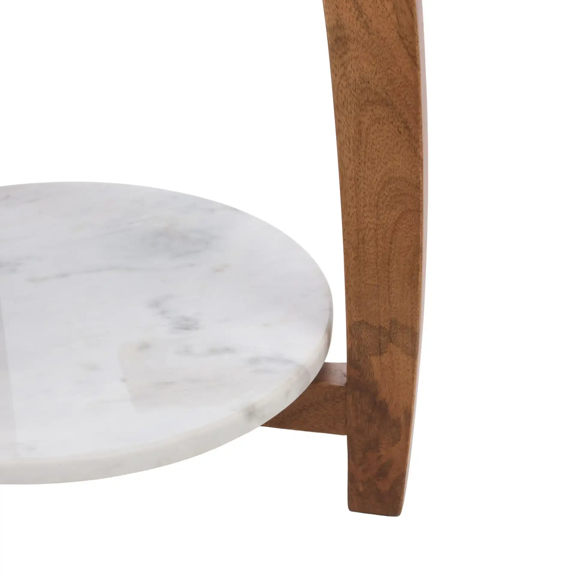 Fanny Accent Table With Shelf in Brown / White, detail view