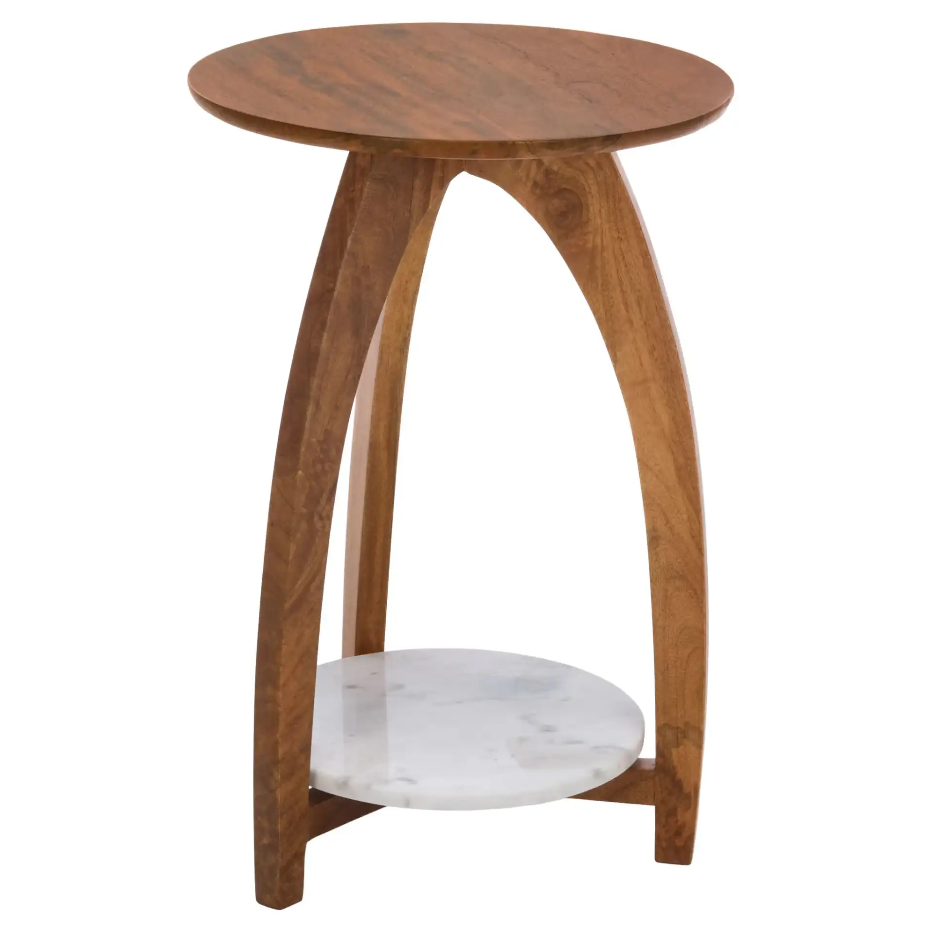 Fanny Accent Table With Shelf in Brown / White, detail view