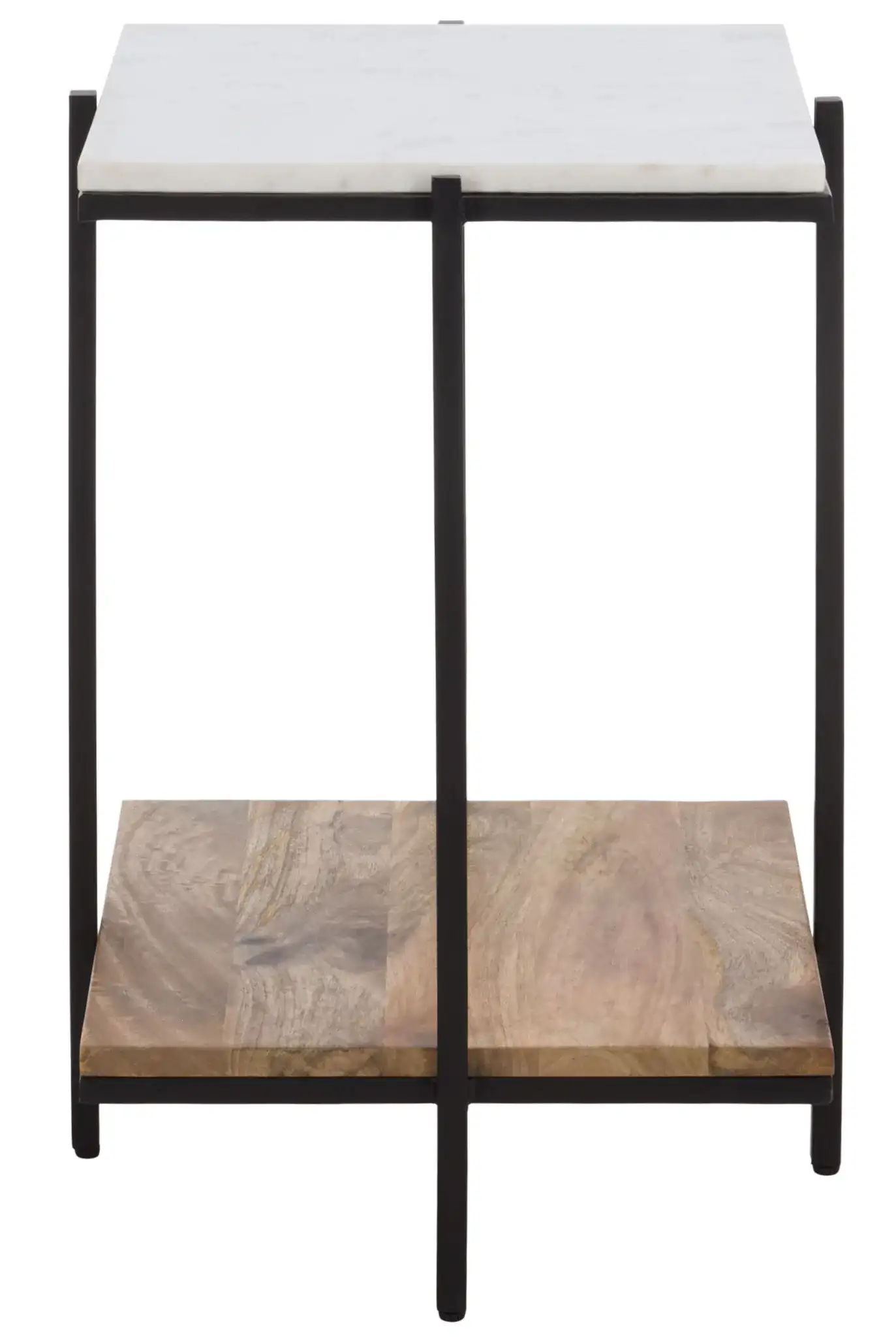 Ashby Accent Table With Shelf in Black / Natural White