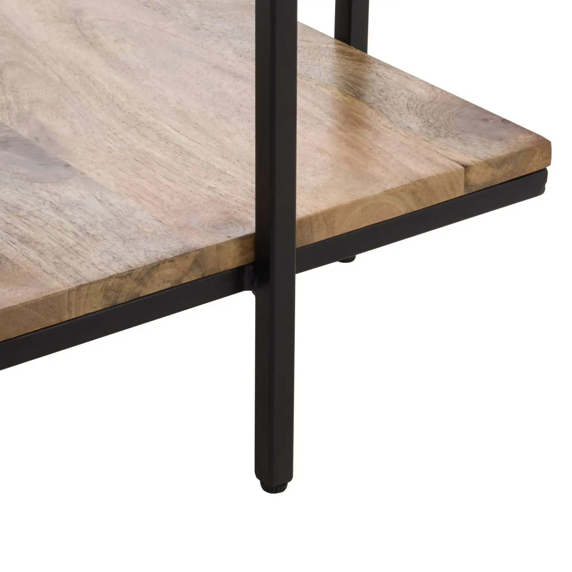 Ashby Accent Table With Shelf in Black / Natural White, detail view