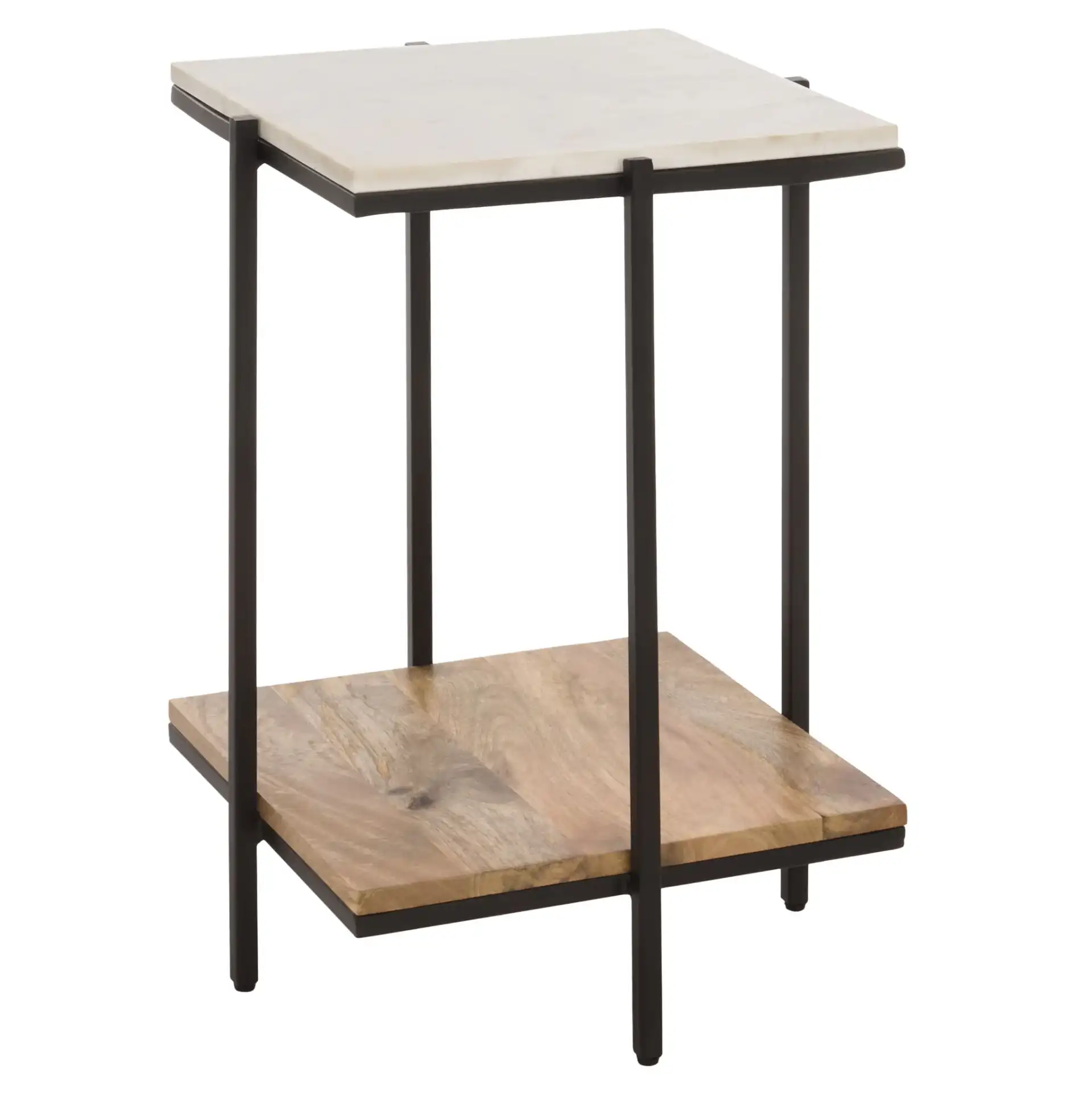 Ashby Accent Table With Shelf in Black / Natural White, detail view