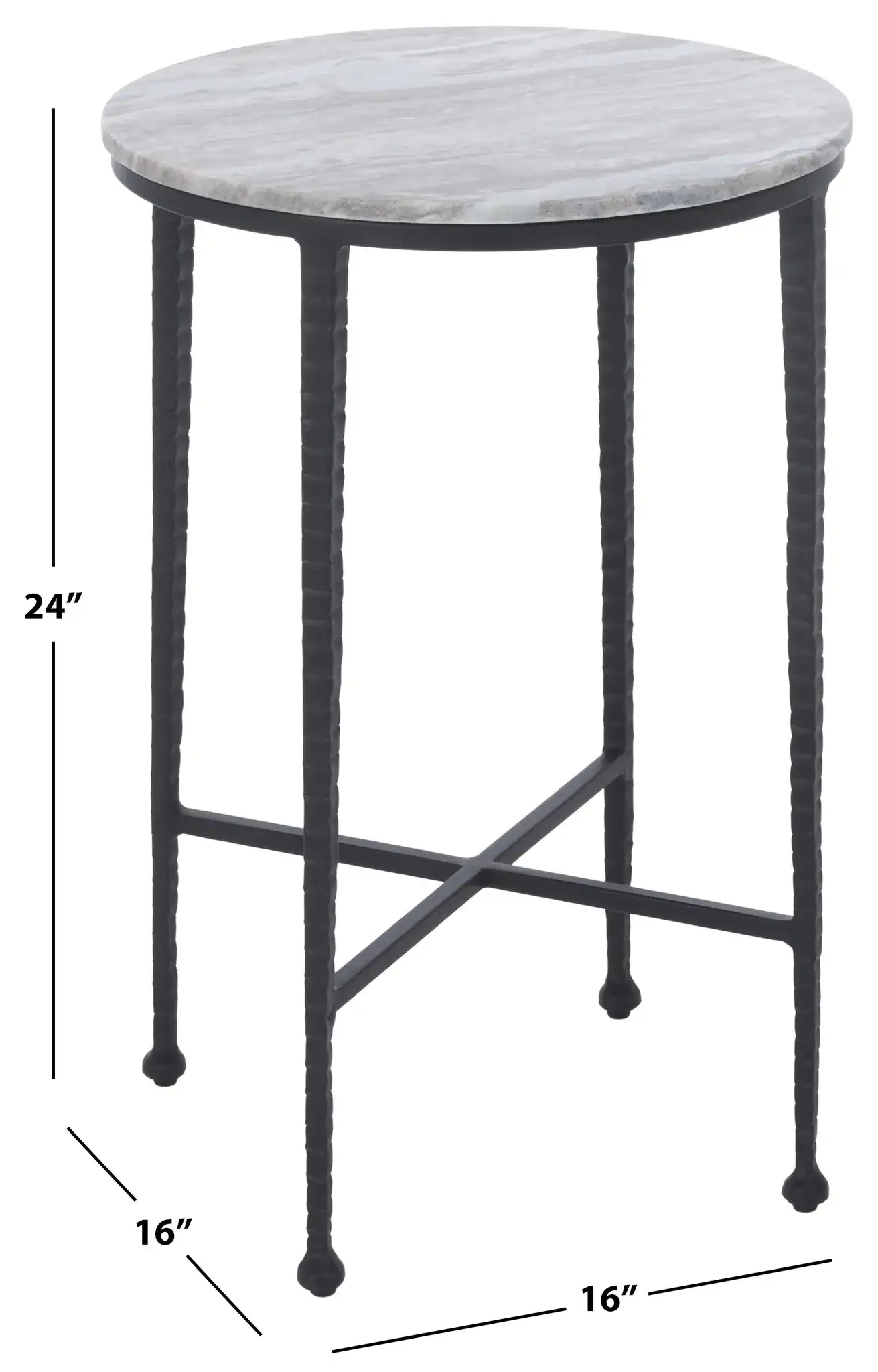 Izza Accent Table in Brown Marble / Black, detail view