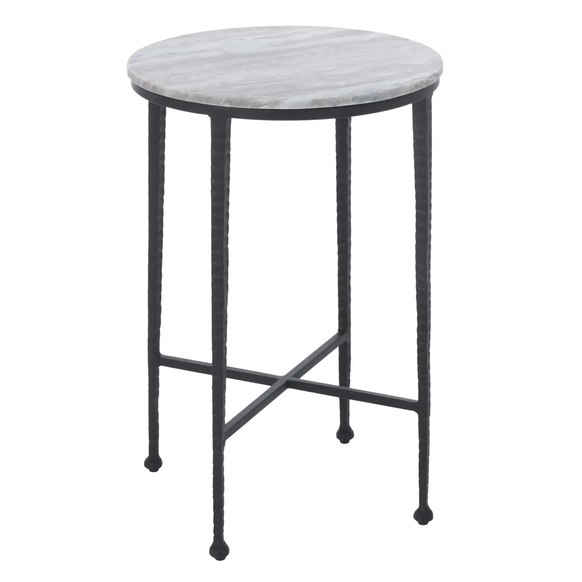 Izza Accent Table in Brown Marble / Black, detail view