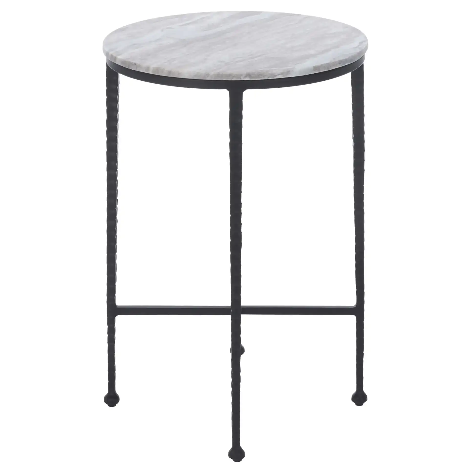 Izza Accent Table in Brown Marble / Black, detail view