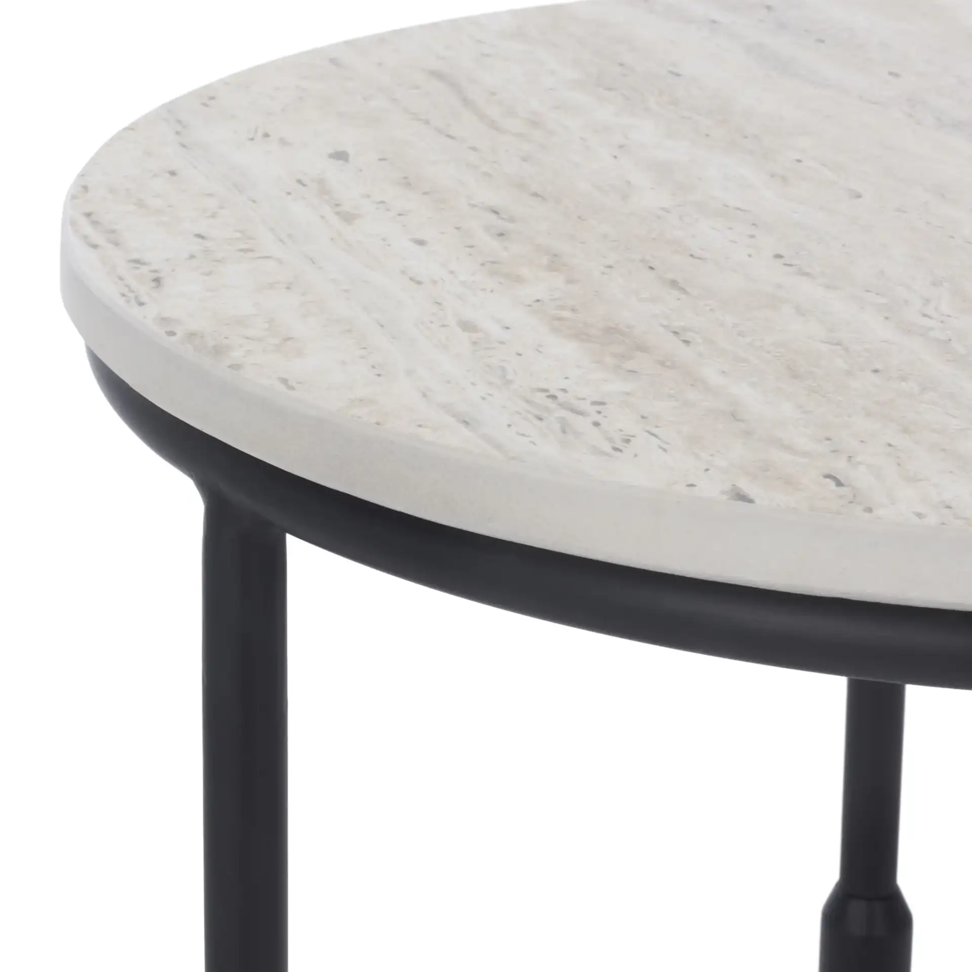 Corrine Accent Table in Black / Beige in a styled room