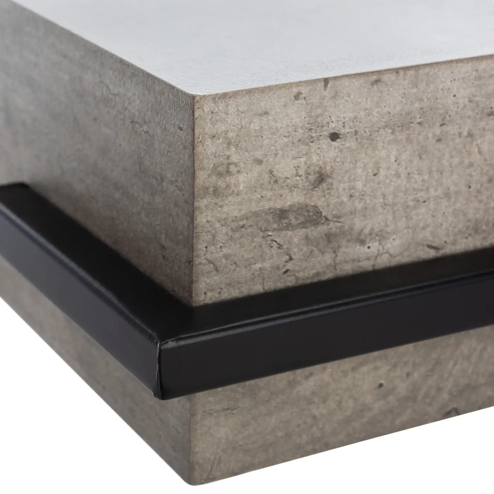 Jette Accent Table in Light Gray Faux Concrete / Black in a styled room