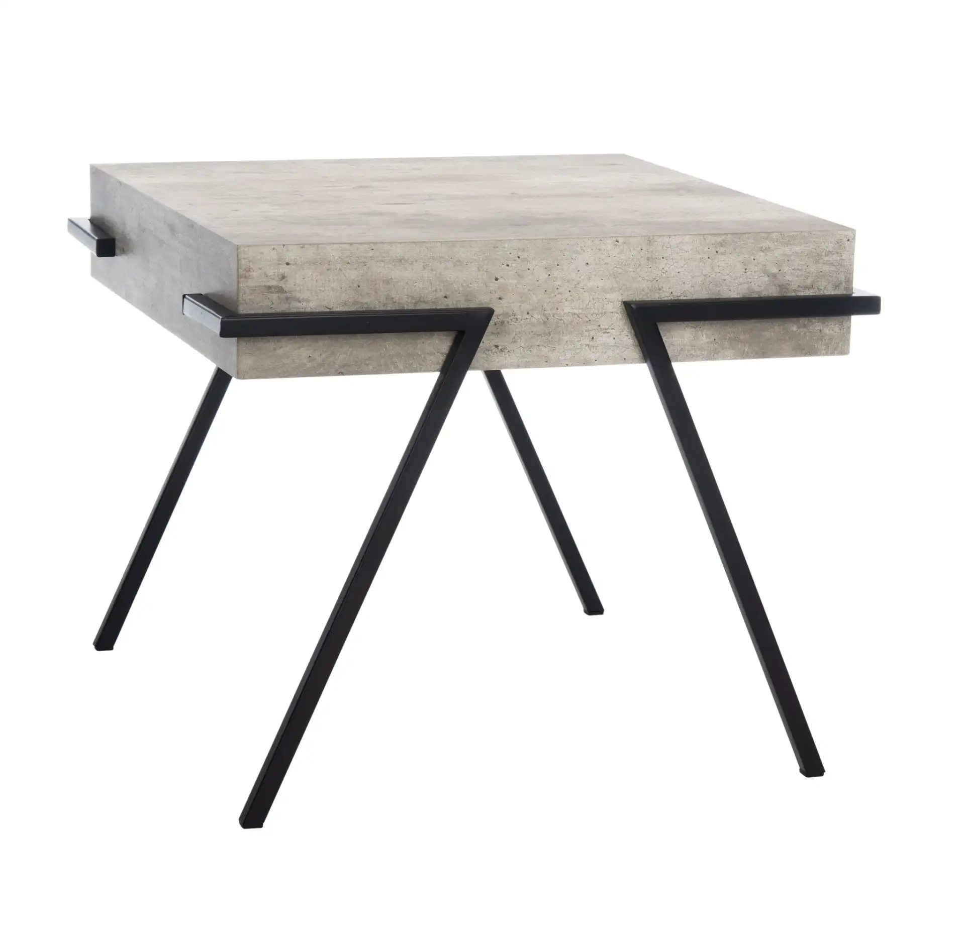 Jette Accent Table in Light Gray Faux Concrete / Black, detail view