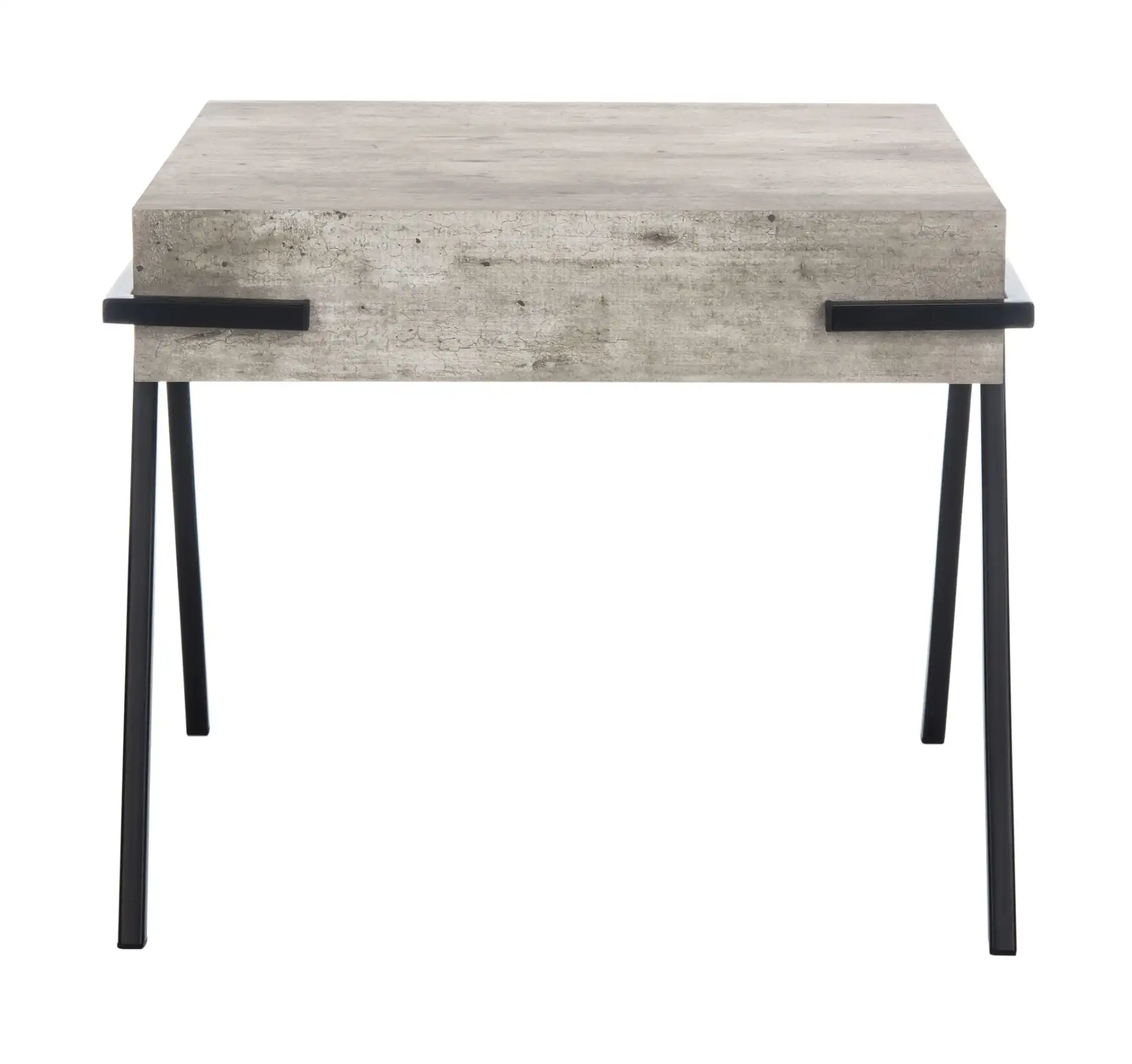 Jette Accent Table in Light Gray Faux Concrete / Black, detail view