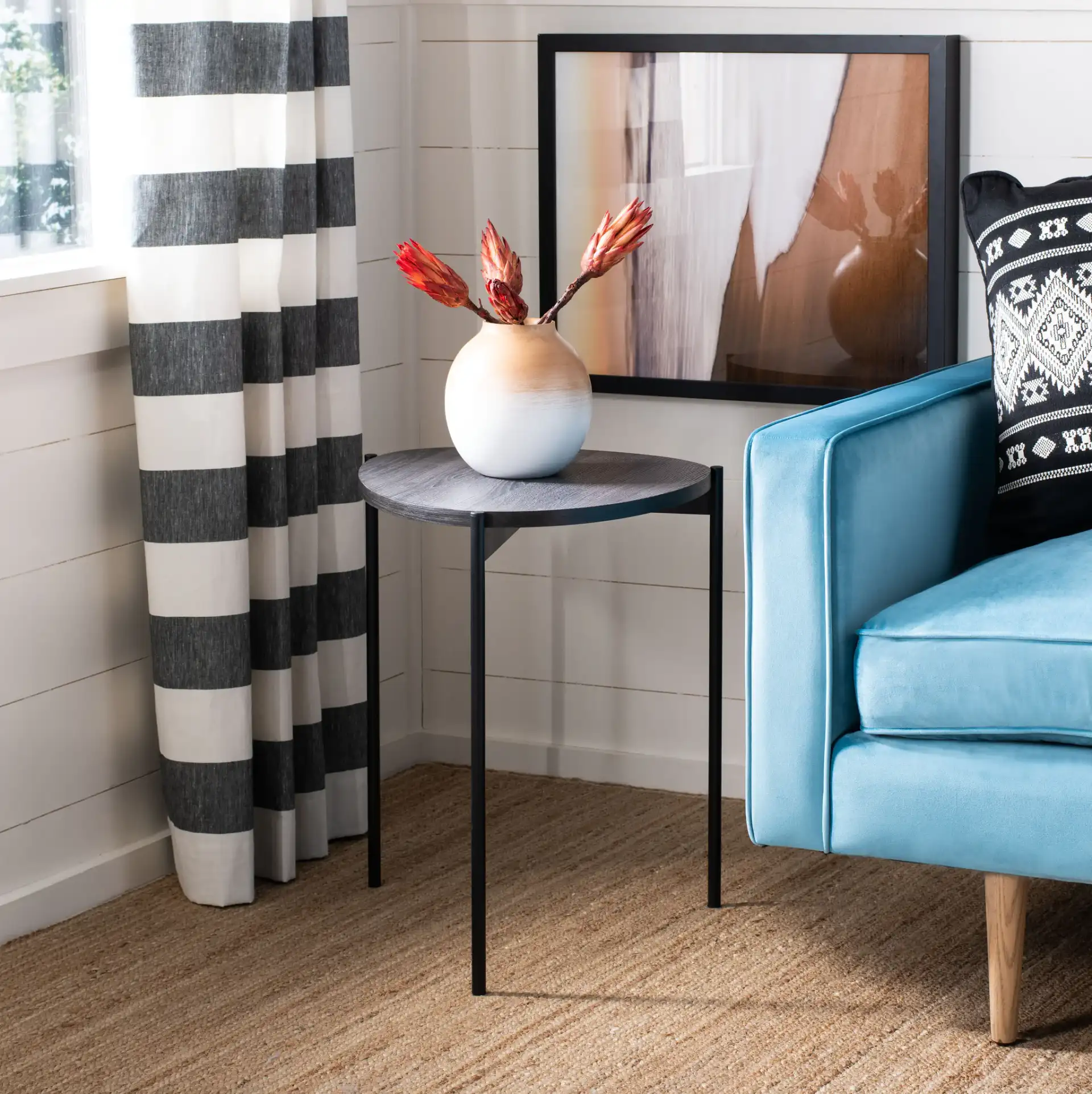 Sven Side Table in Dark Gray Oak / Black in a styled room