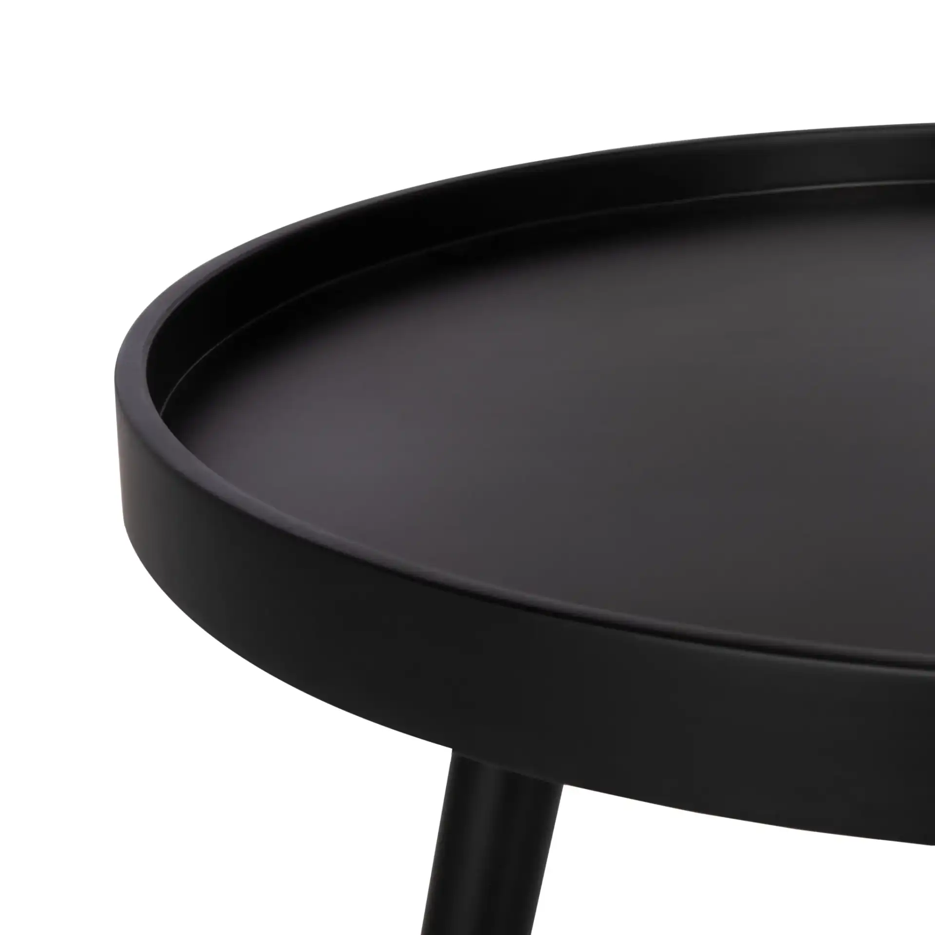 Fritz Round Tray Side Table in Black in a styled room