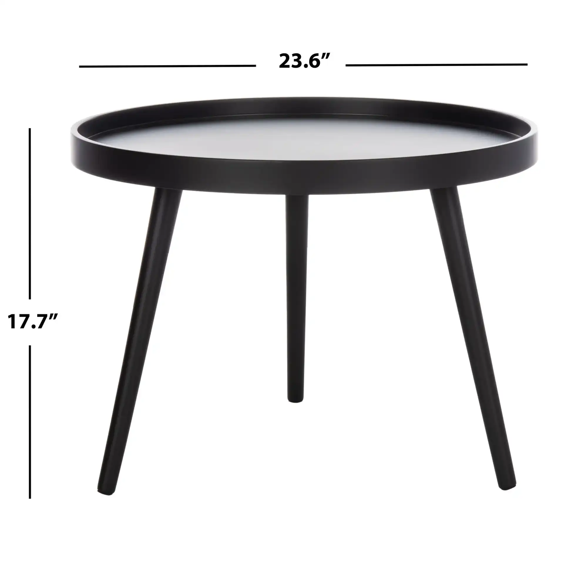 Fritz Round Tray Side Table in Black, detail view
