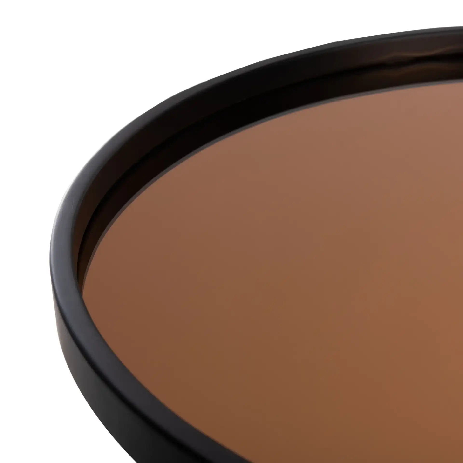 Ruby Medium Tray Accent Table in Rose Gold / Black in a styled room