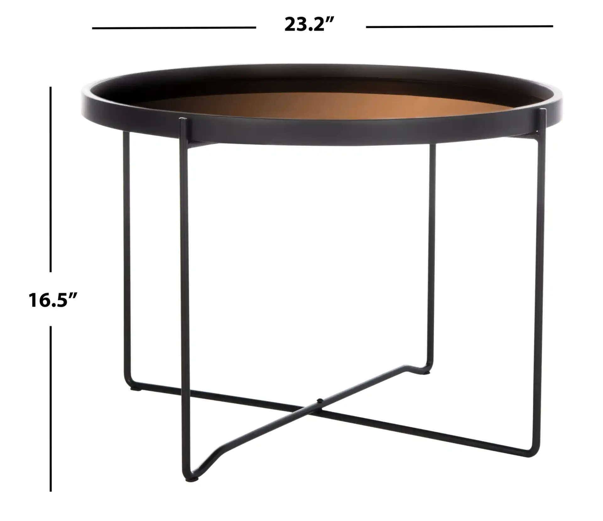 Ruby Medium Tray Accent Table in Rose Gold / Black, detail view
