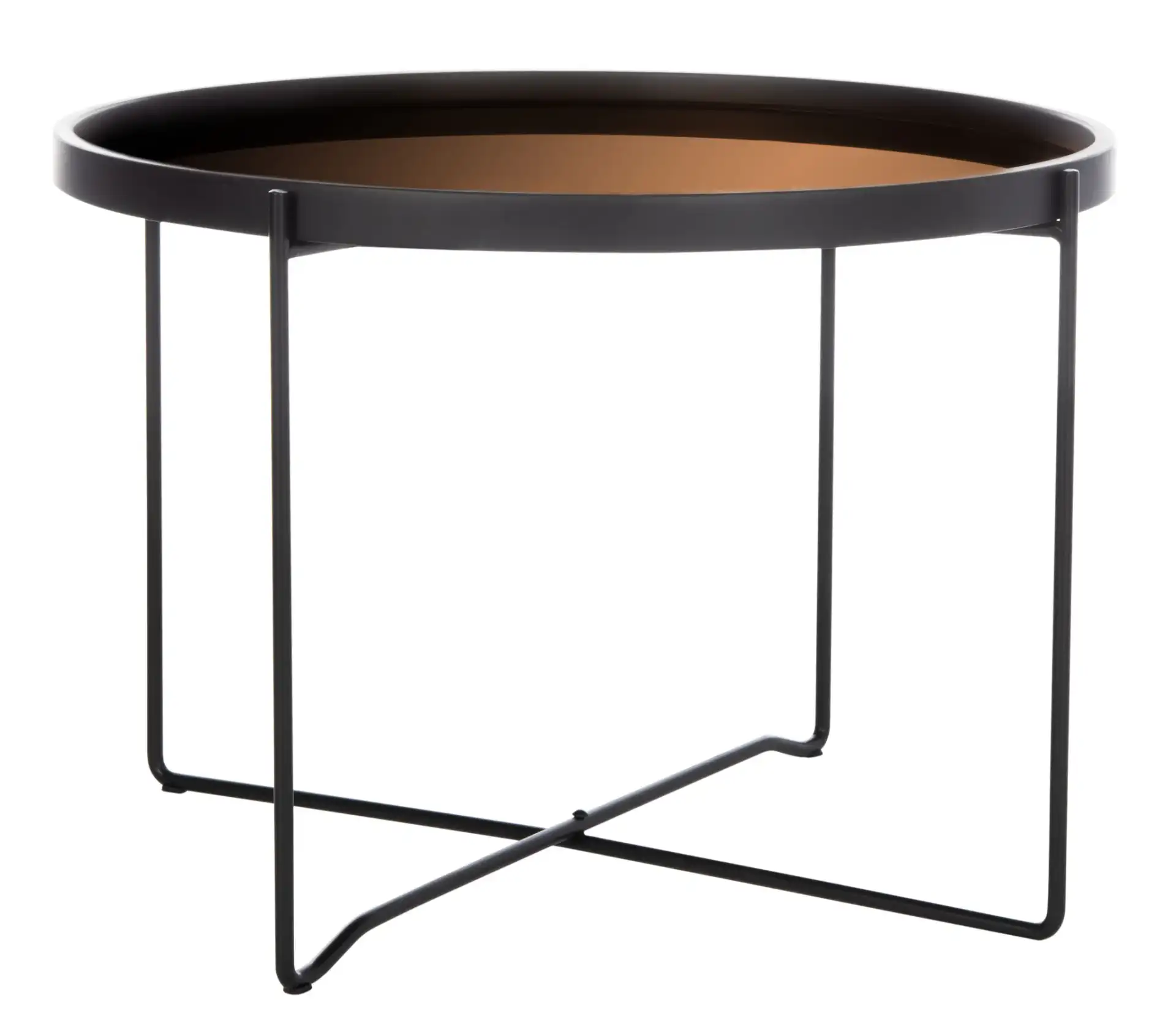 Ruby Medium Tray Accent Table in Rose Gold / Black, detail view