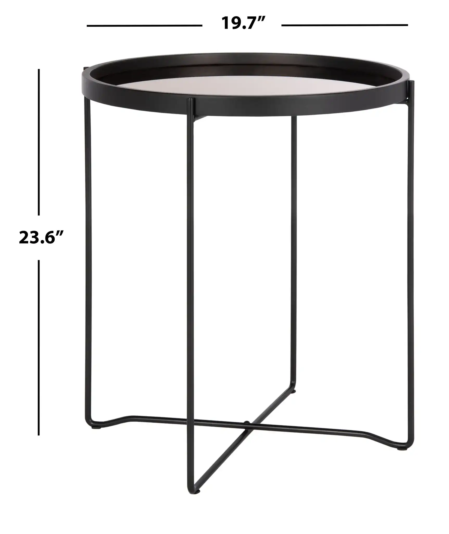 Ruby Small Tray Accent Table in Rose Gold / Black, detail view