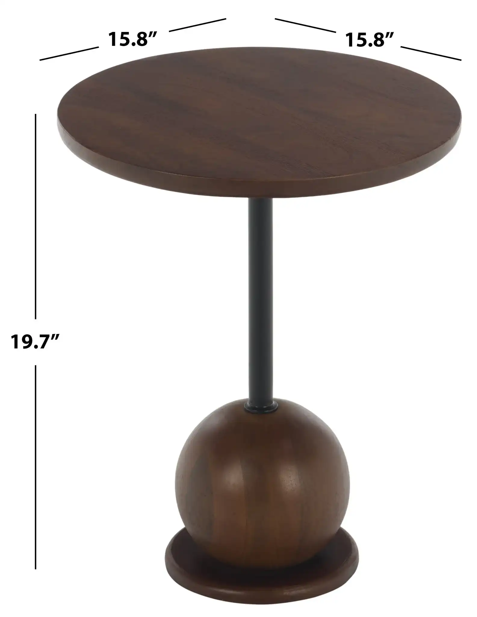 Badori Accent Table in Walnut / Black, detail view