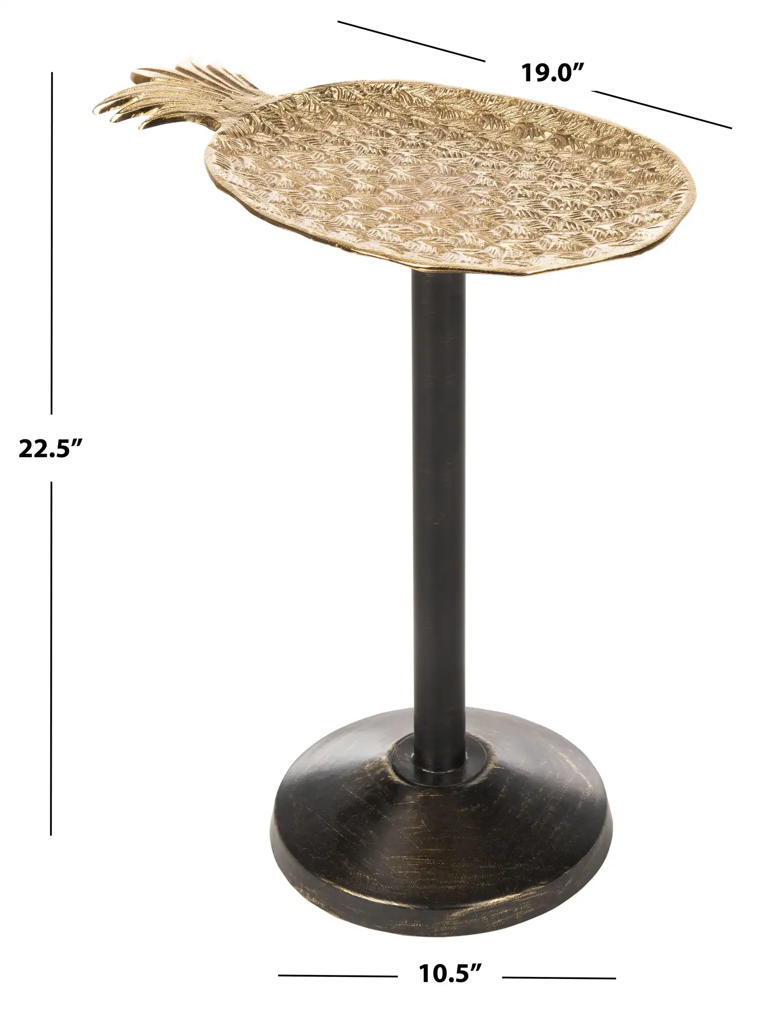 Luana Pineapple Accent Table in Gold / Antique Gold, detail view