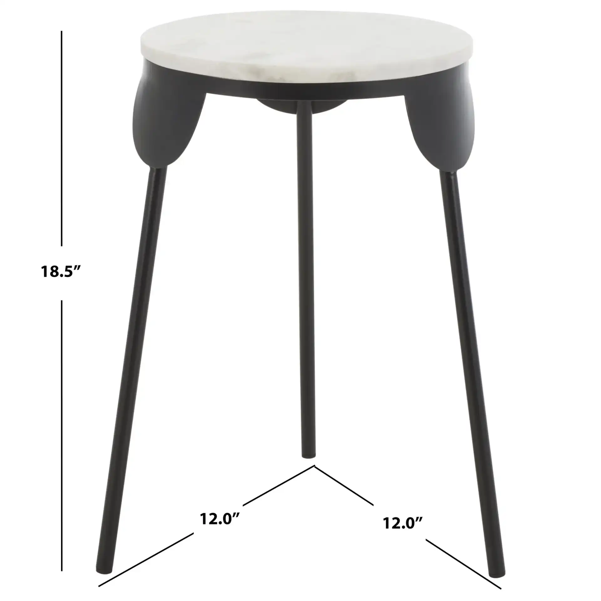 Everbrooke Round Accent Table in White Marble / Black, detail view