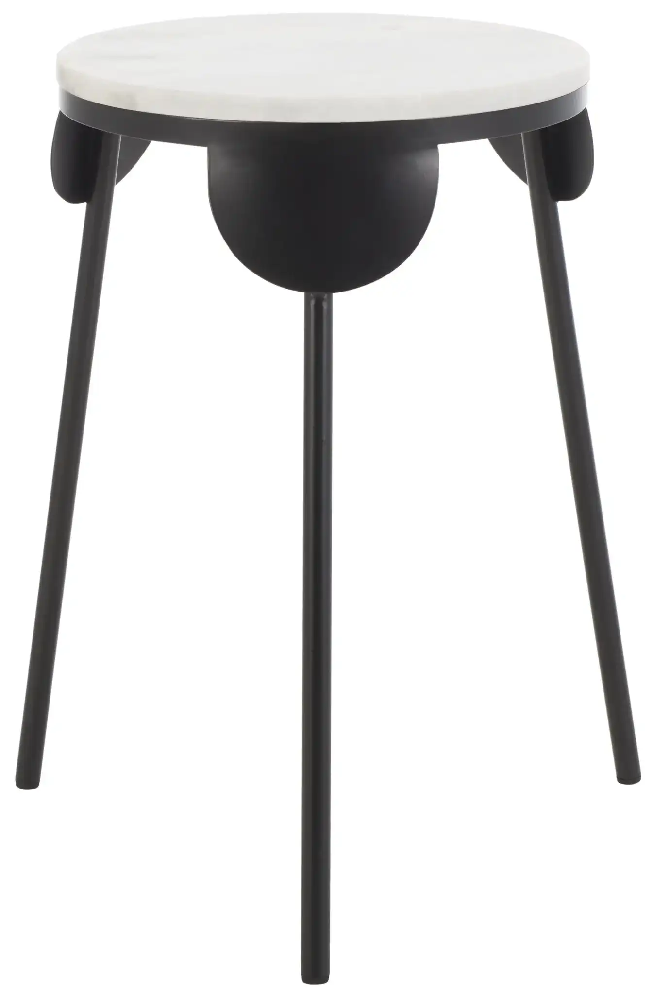 Everbrooke Round Accent Table in White Marble / Black