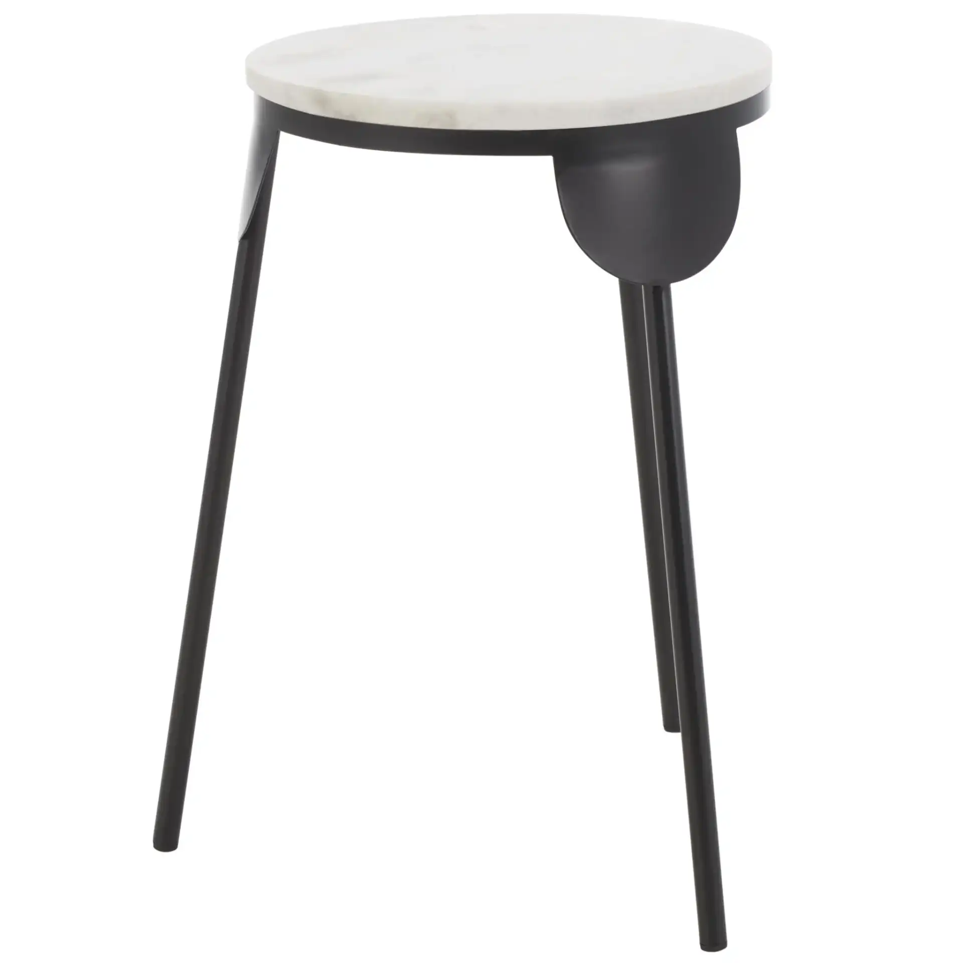Everbrooke Round Accent Table in White Marble / Black, detail view