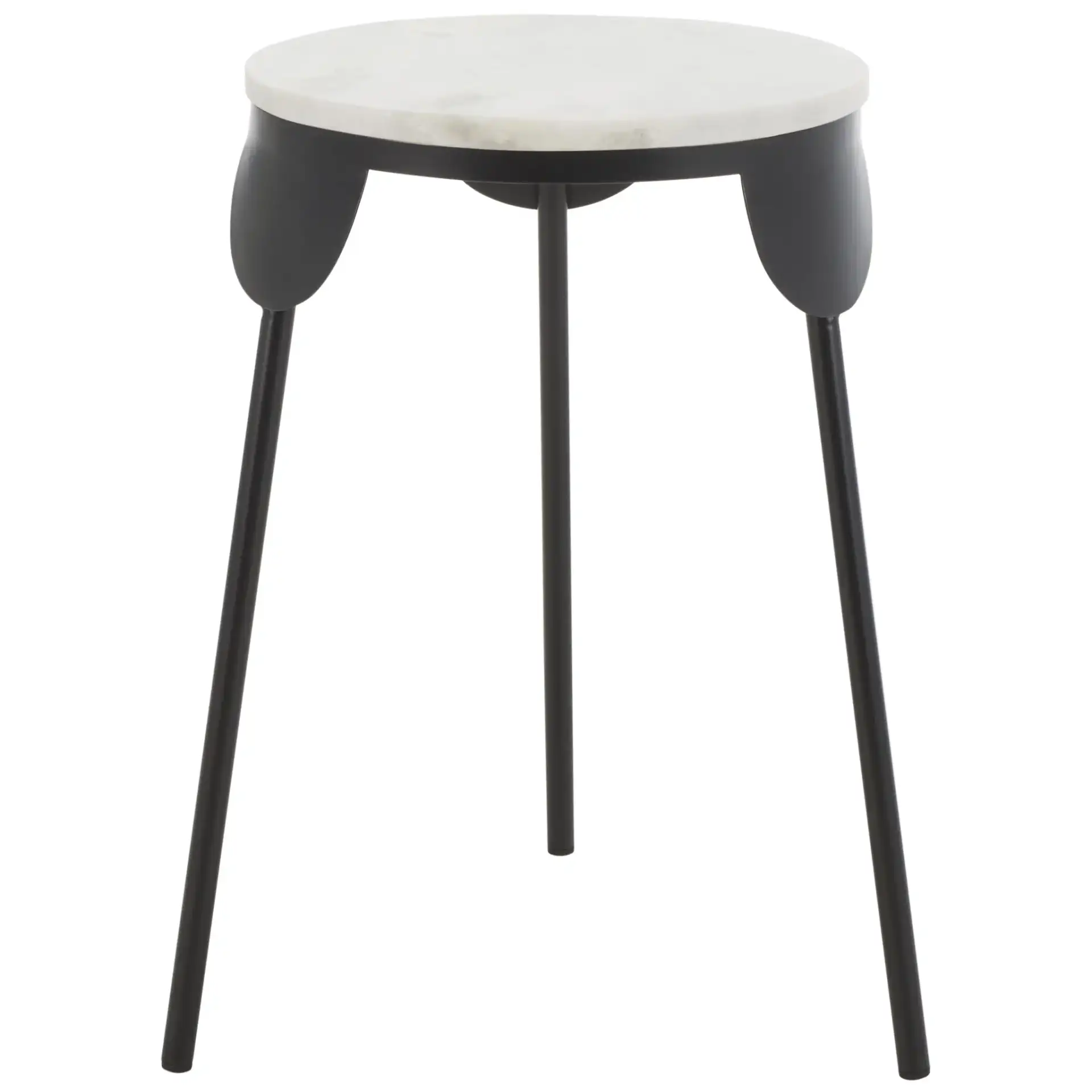 Everbrooke Round Accent Table in White Marble / Black, detail view