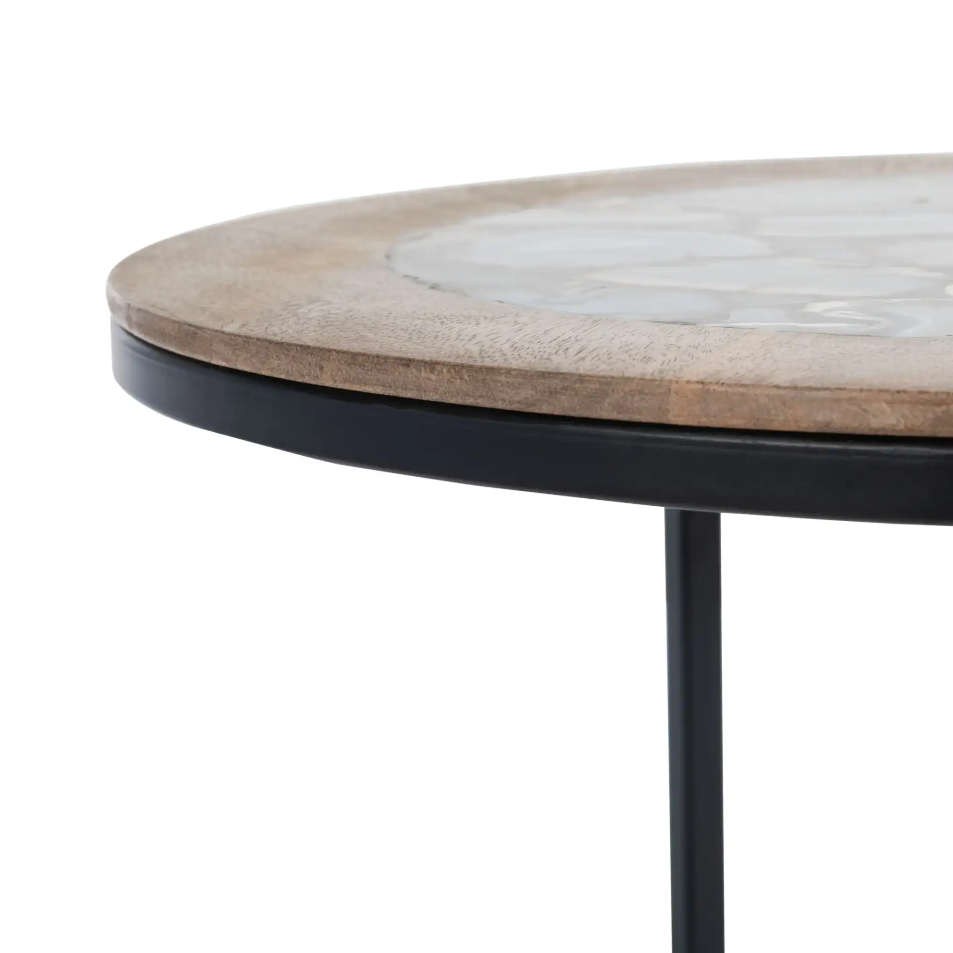 Gemma Agate Side Table in White / Black in a styled room