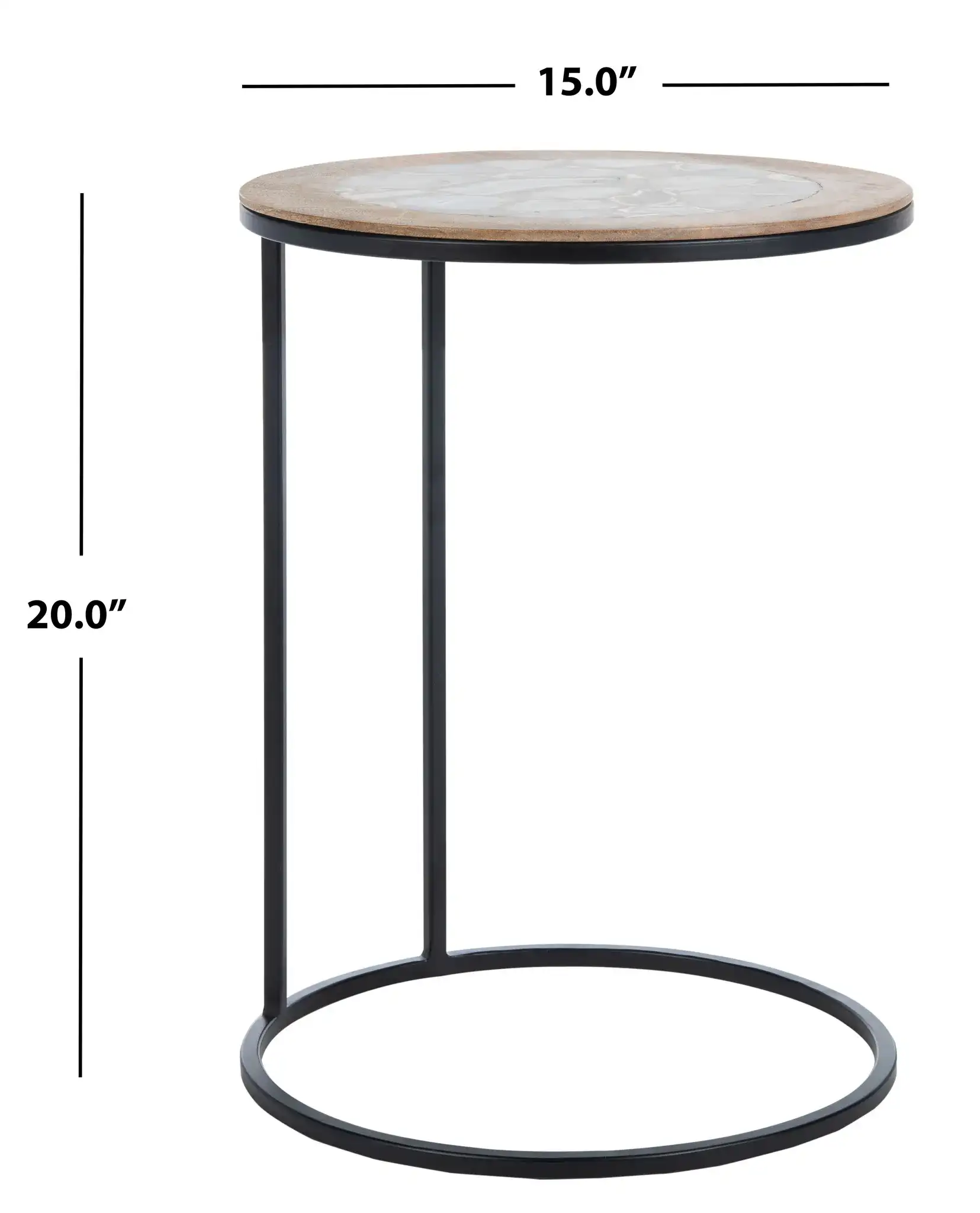 Gemma Agate Side Table in White / Black, detail view