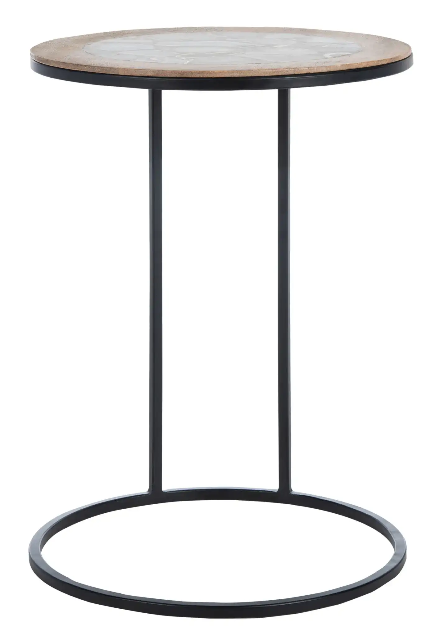 Gemma Agate Side Table in White / Black