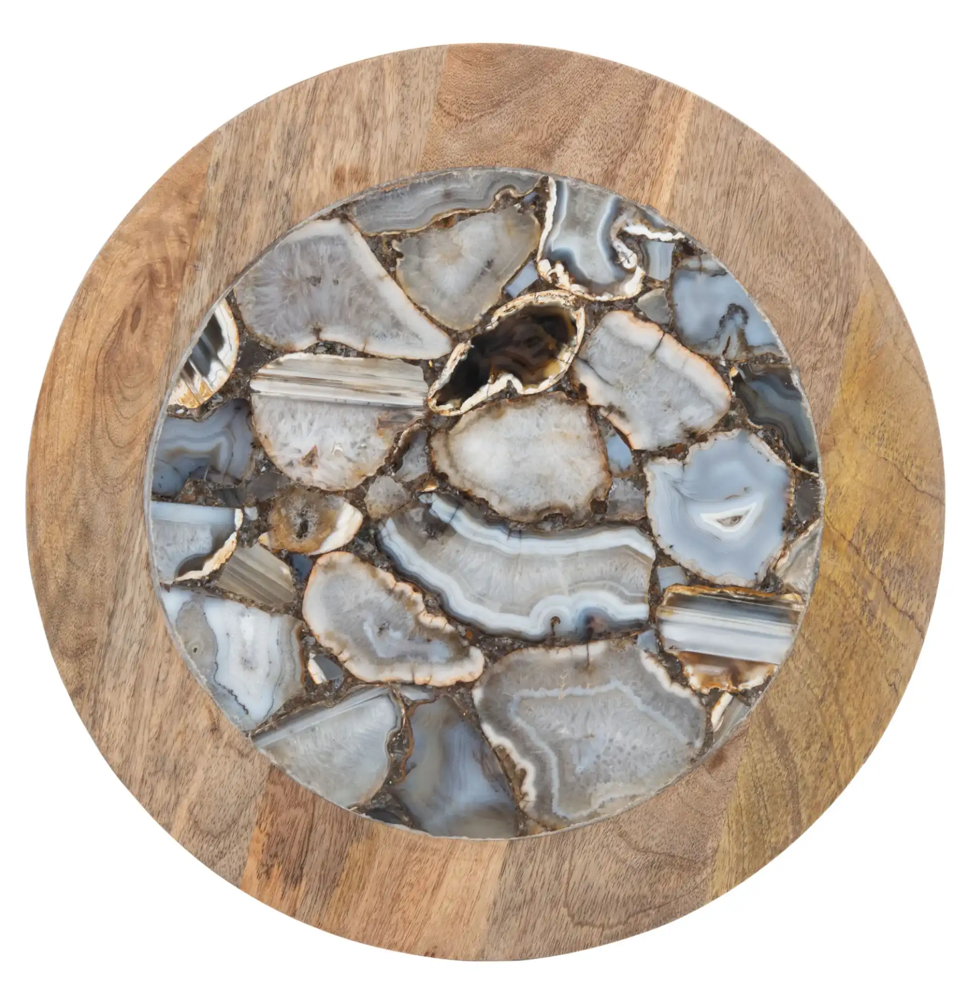 Gemma Agate Side Table in White / Black, detail view