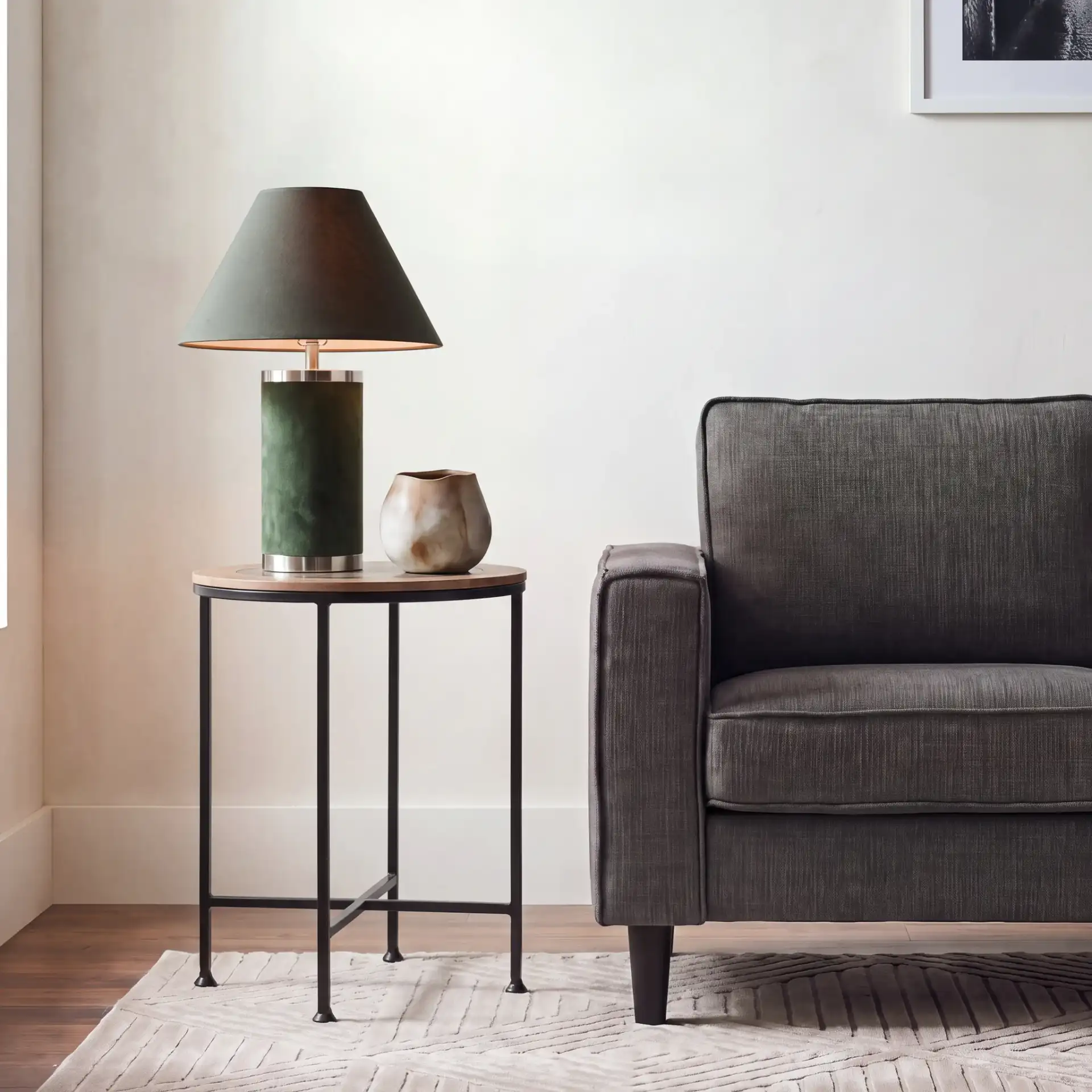 Lumi Agate Accent Table in Black Agate / Natural / Black in a styled room