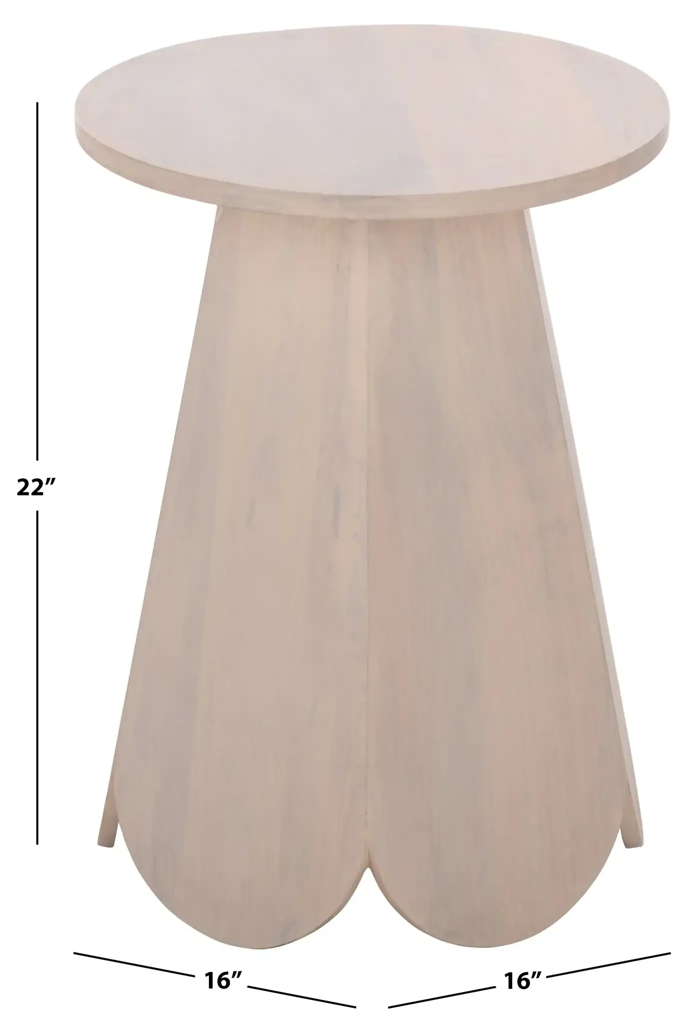 Linette Accent Table in White Washed, detail view