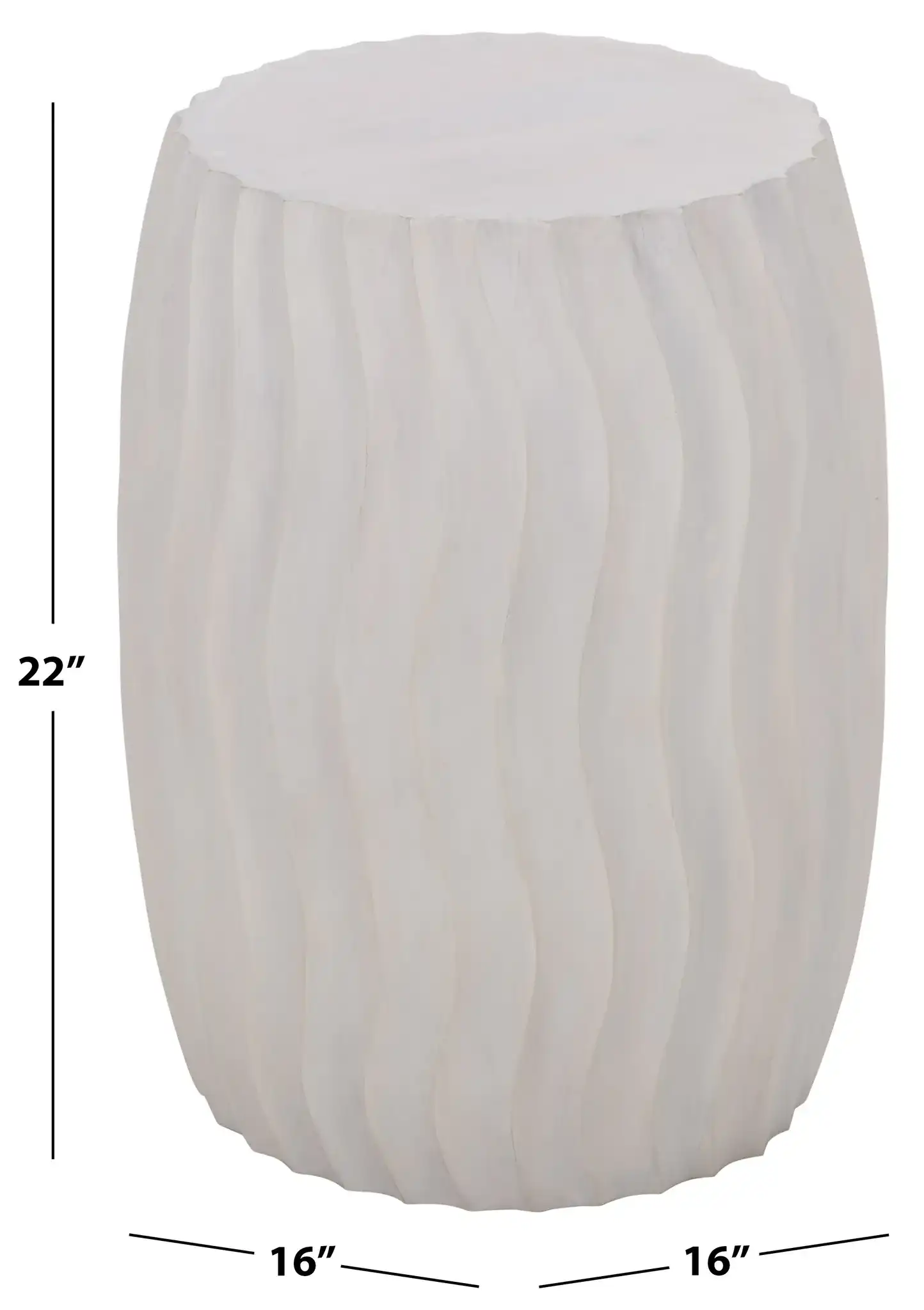 Malika Accent Table in White, detail view