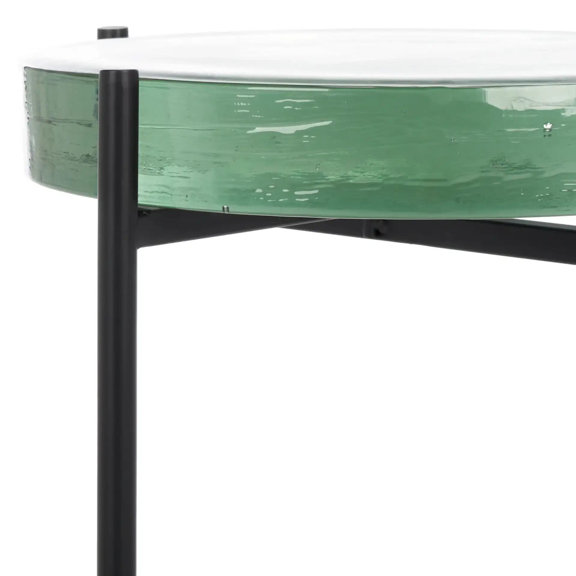 Noham Side Table in Clear / Black in a styled room