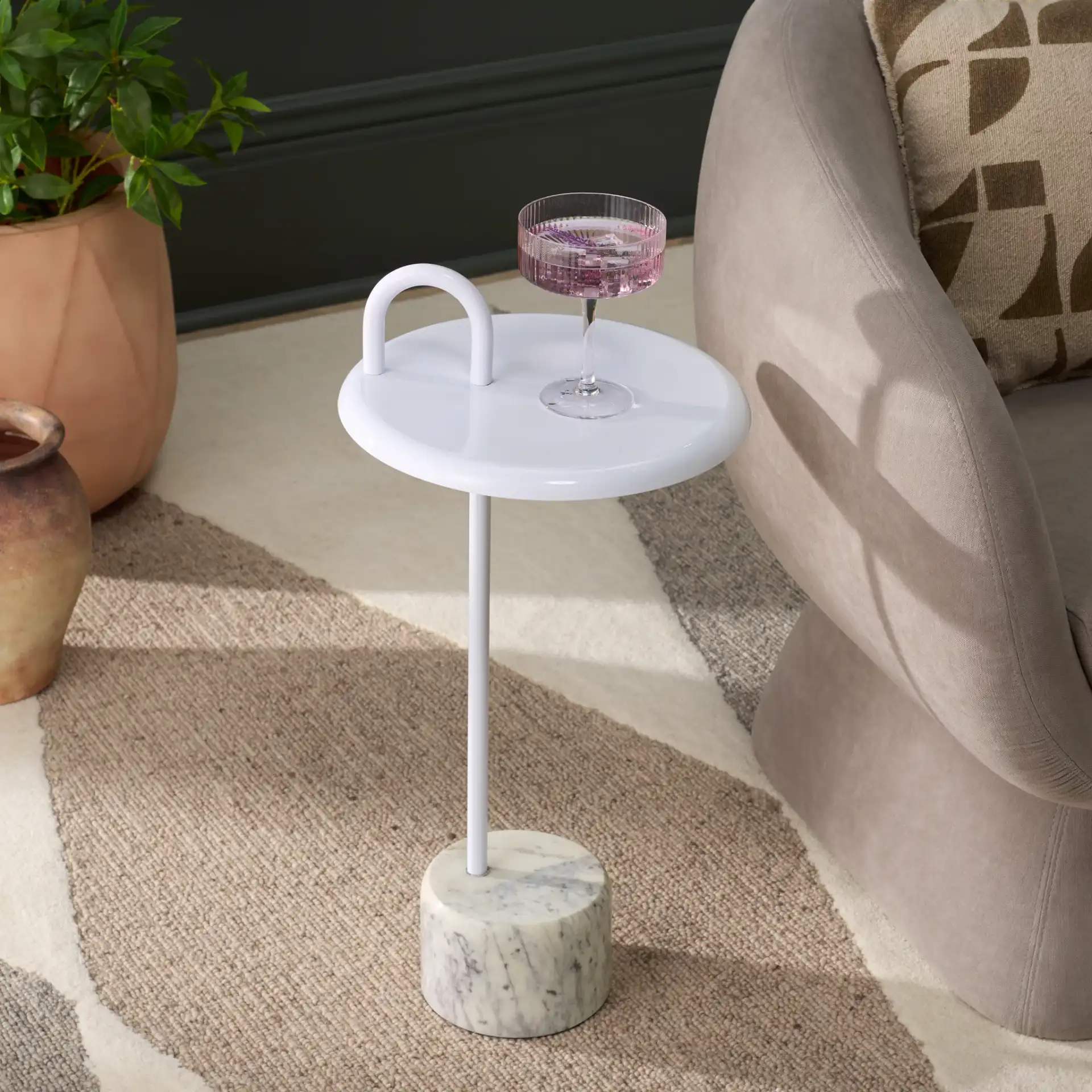 Daichi Side Table in White in a styled room