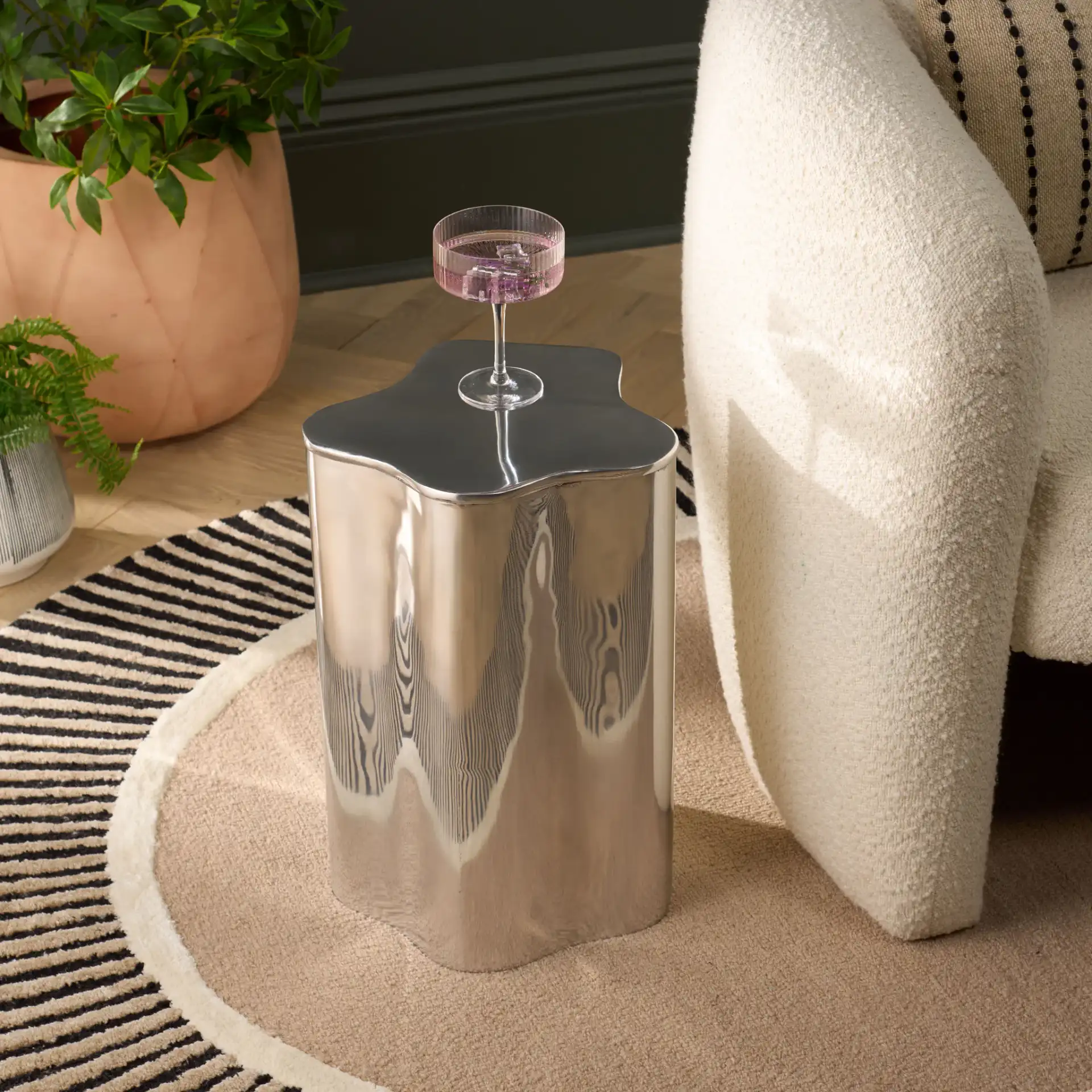 Tonnie Side Table in Silver in a styled room