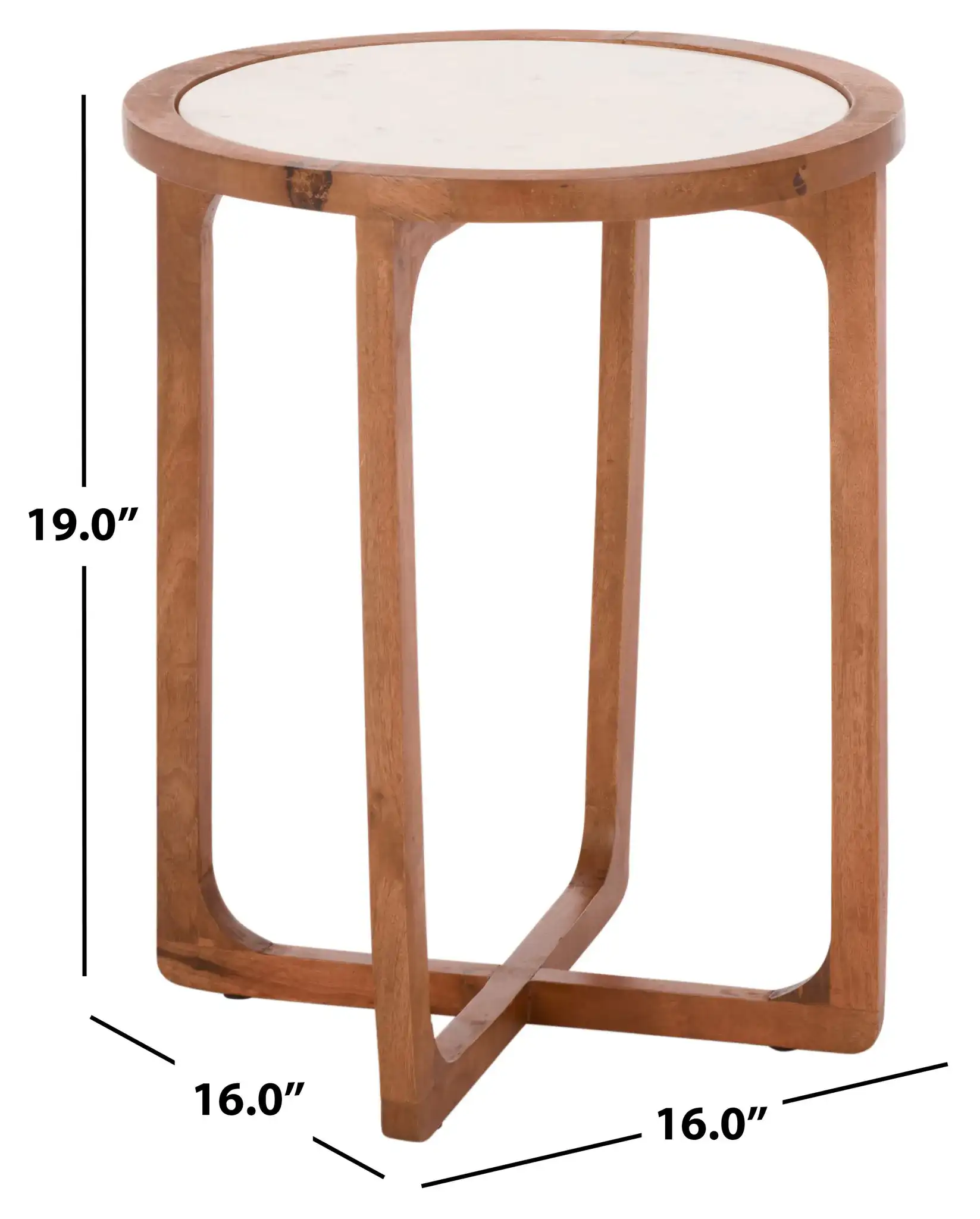 Minori Marble Side Table in Walnut / White, detail view