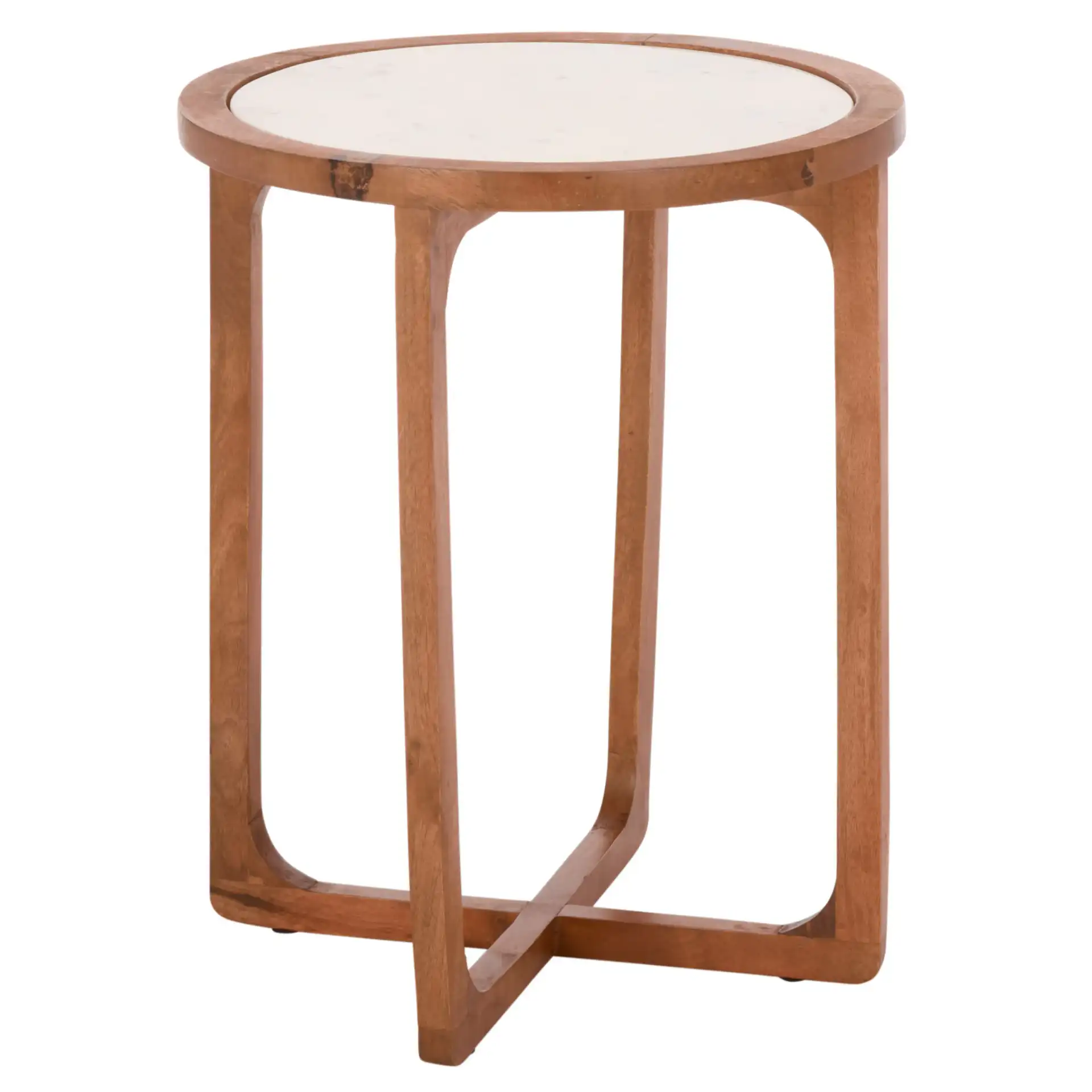 Minori Marble Side Table in Walnut / White, detail view
