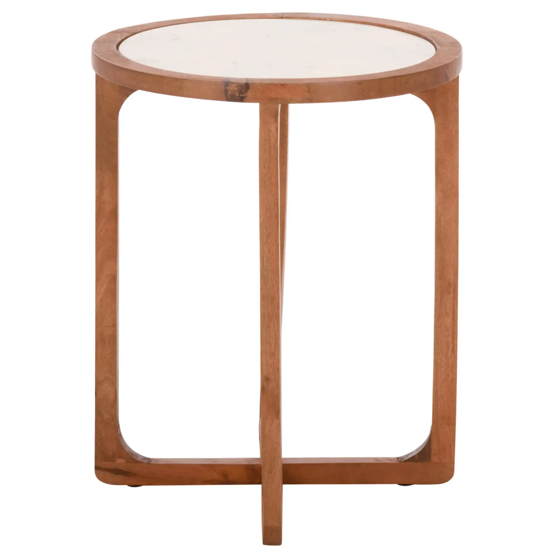 Minori Marble Side Table in Walnut / White, detail view