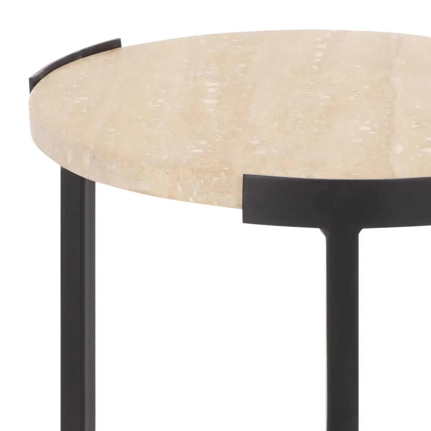 Abama Marble Side Table in Ivory / Black in a styled room