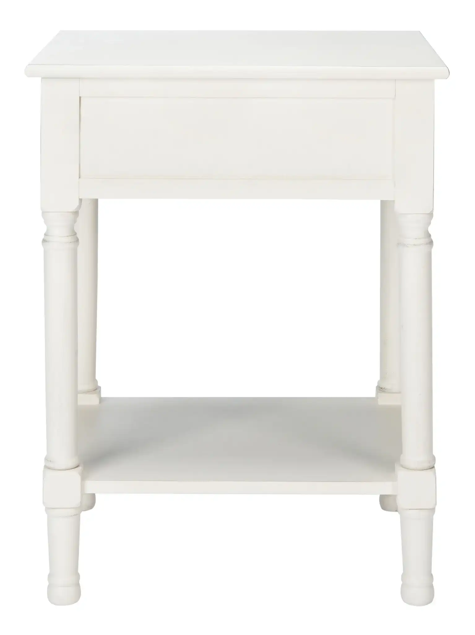 Tate One-Drawer Accent Table in Distressed White, detail view
