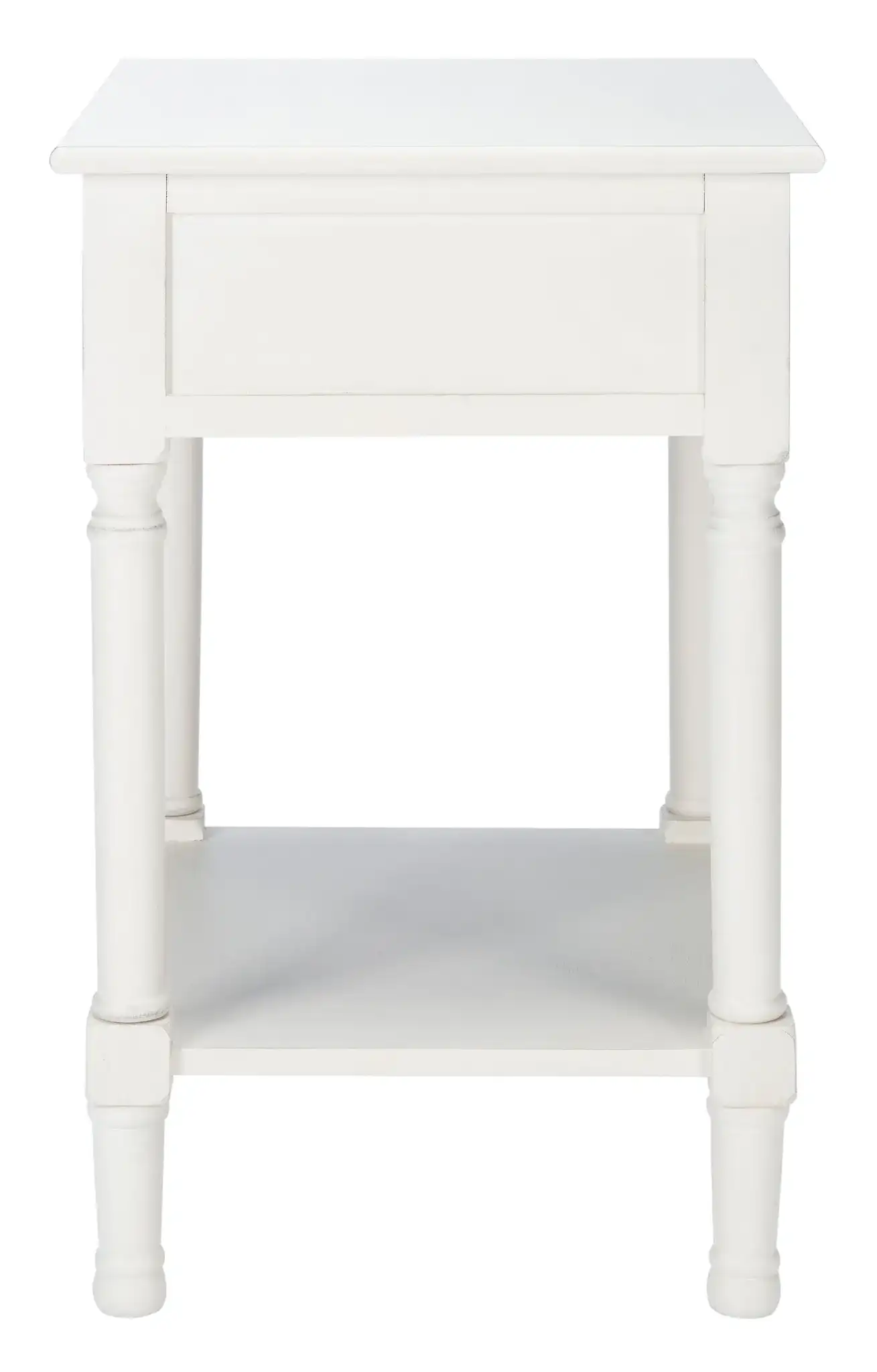 Tate One-Drawer Accent Table in Distressed White, detail view