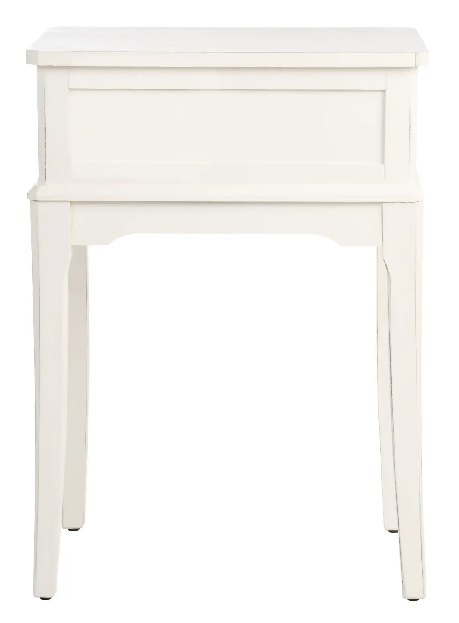 Opal One-Drawer Accent Table in Distressed White, detail view