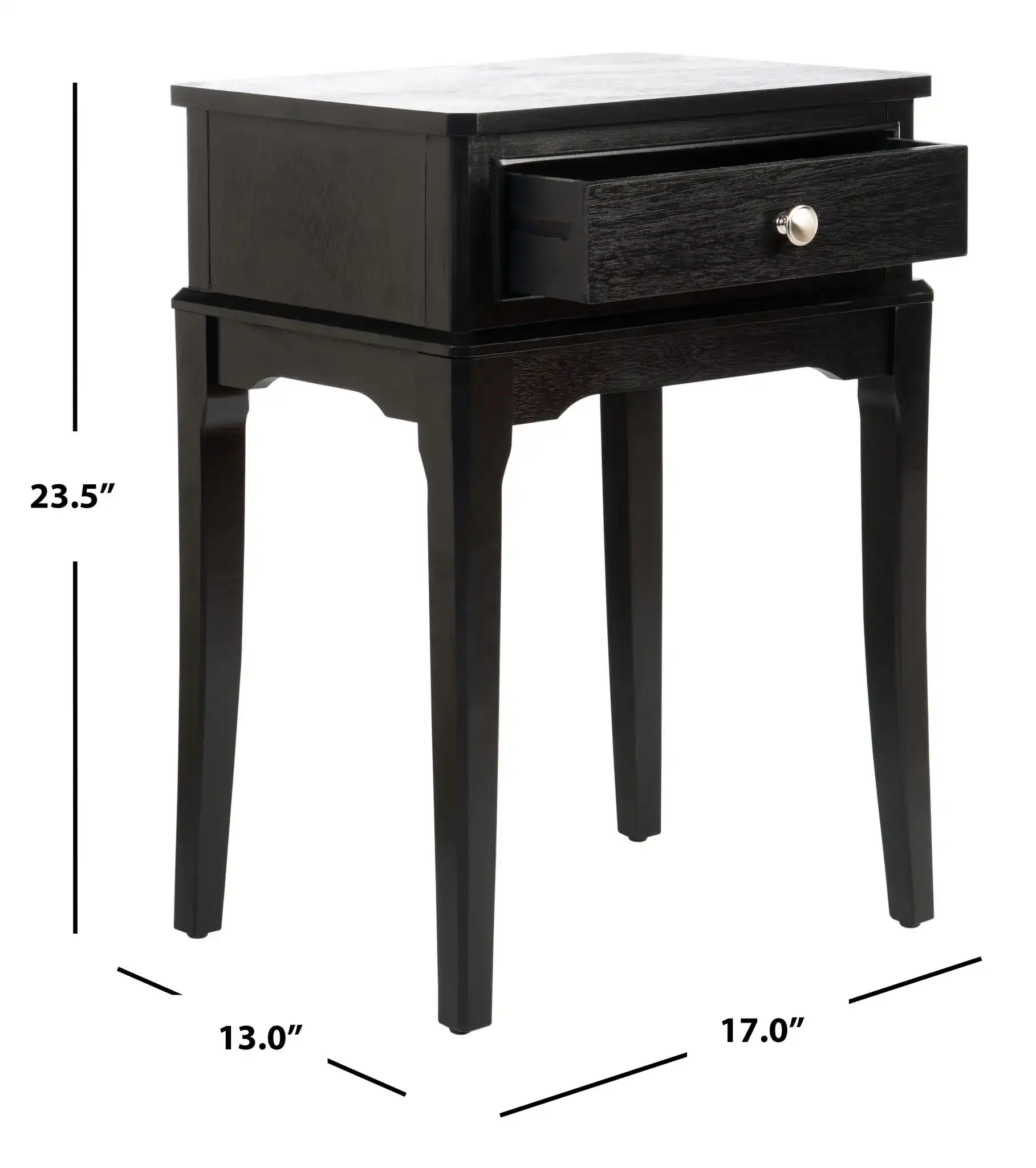 Opal One-Drawer Accent Table in Distressed White, detail view
